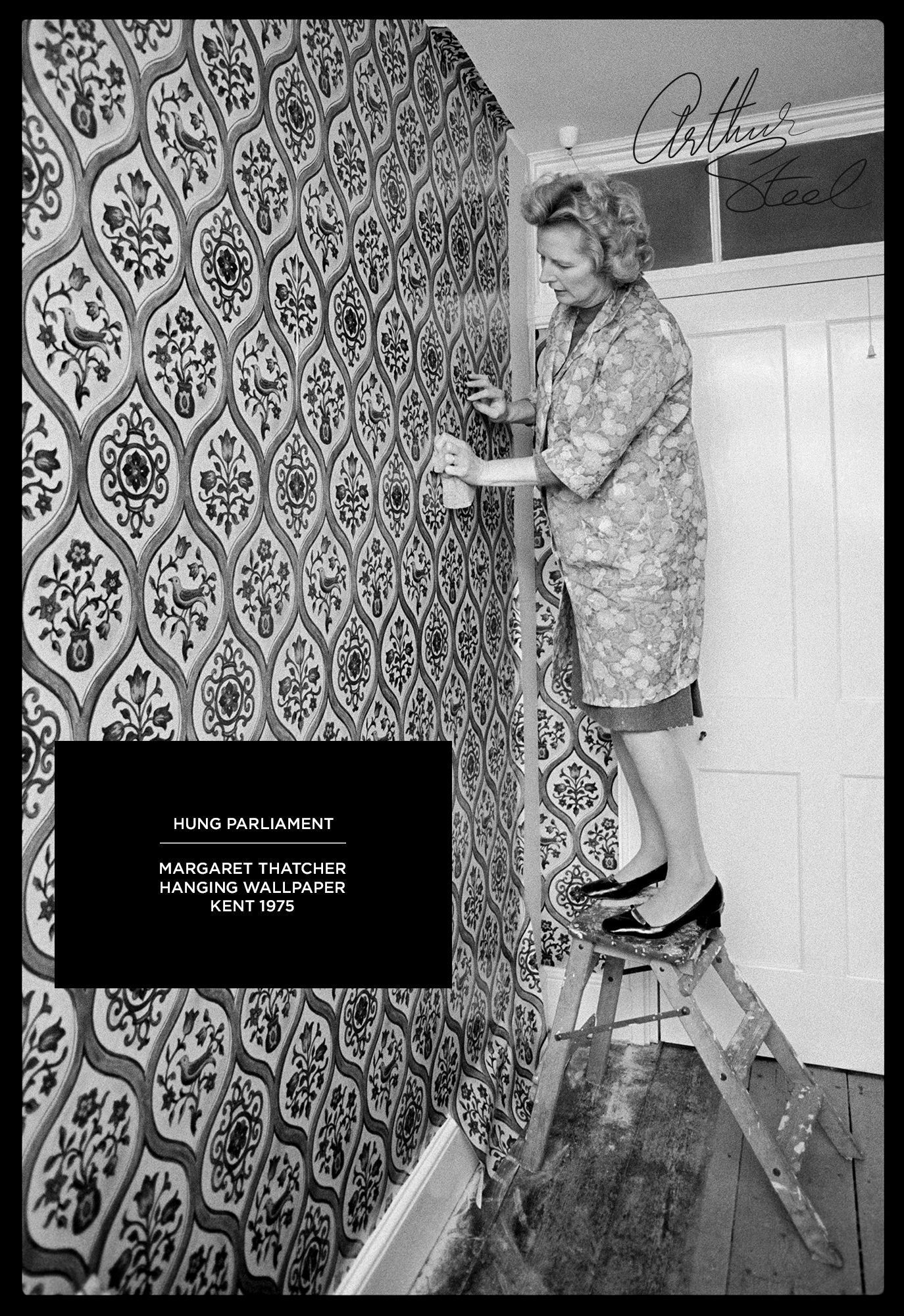 1374x2000 HUNG PARLIAMENT MARGARET THATCHER HANGING WALLPAPER 1975 Arthur Steel Archive