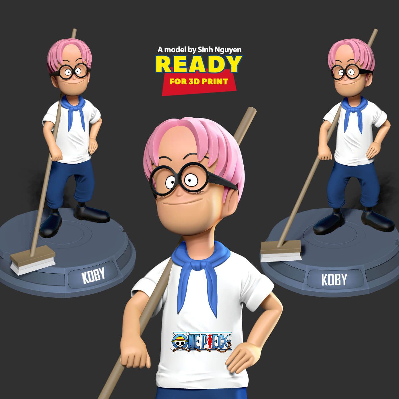 1390x1390 Kid Koby Piece Fanart 3D Print Model