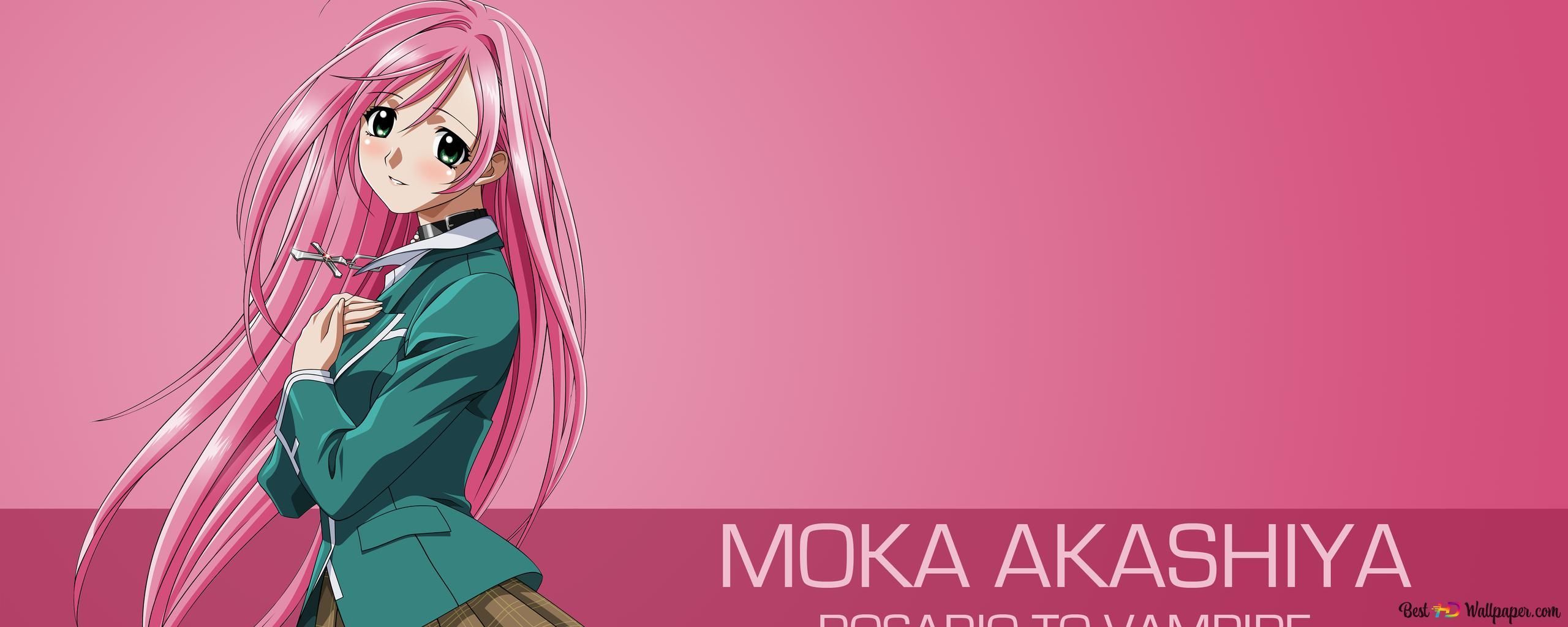 2560x1024 Moka akashiya, rosario + vampire 4K wallpaper download