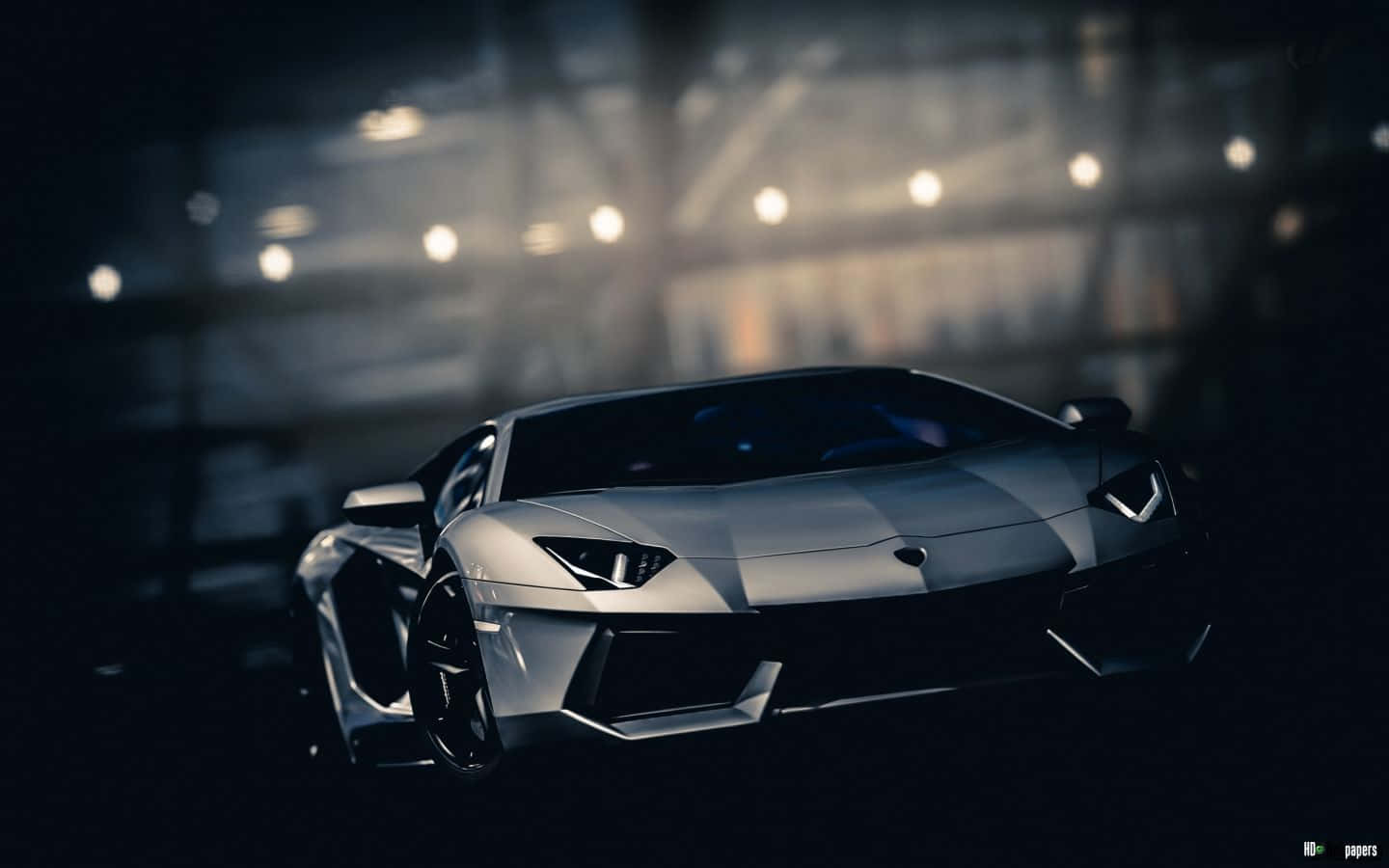 1440x900 Download A White Sports Car In A Dark Room Wallpaper