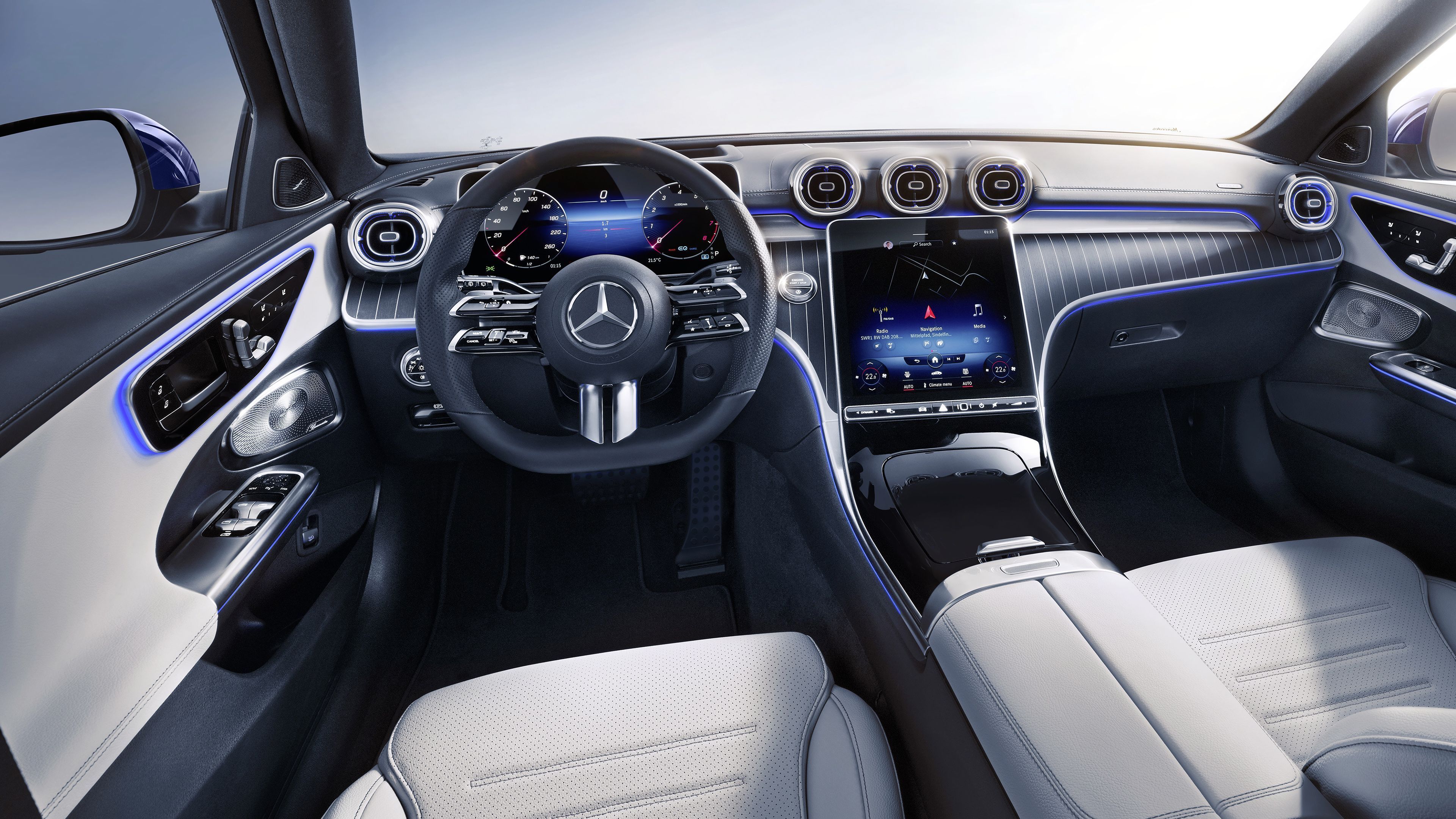 3840x2160 Mercedes Benz C 300 AMG Line Estate 2021 4K Interior Wallpaper Car Wallpaper