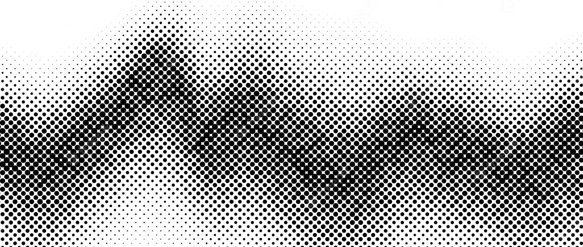 2000x848 Premium Vector. Halftone wave gradient texture faded noise grain wallpaper black and white grunge grit surface