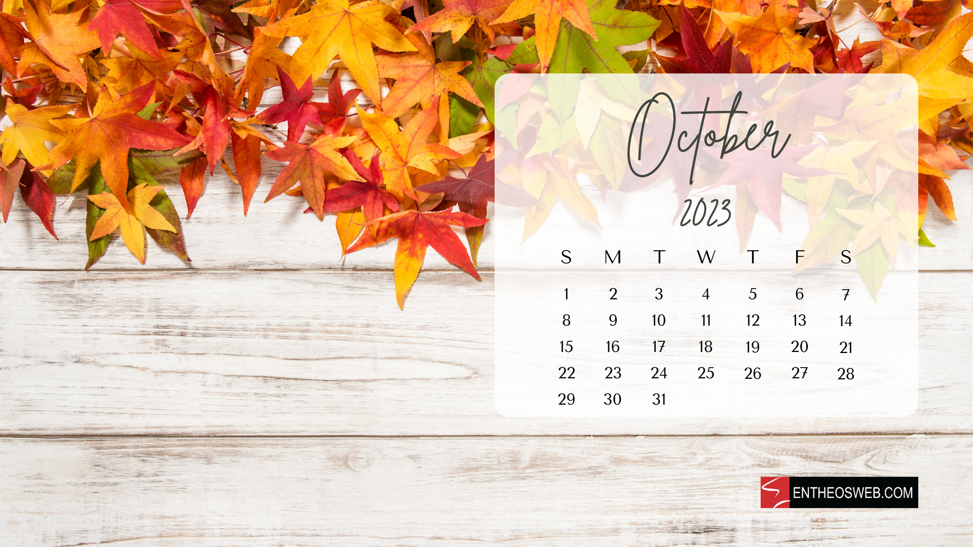 1920x1080 October 2023 Calendar Desktop Wallpaper