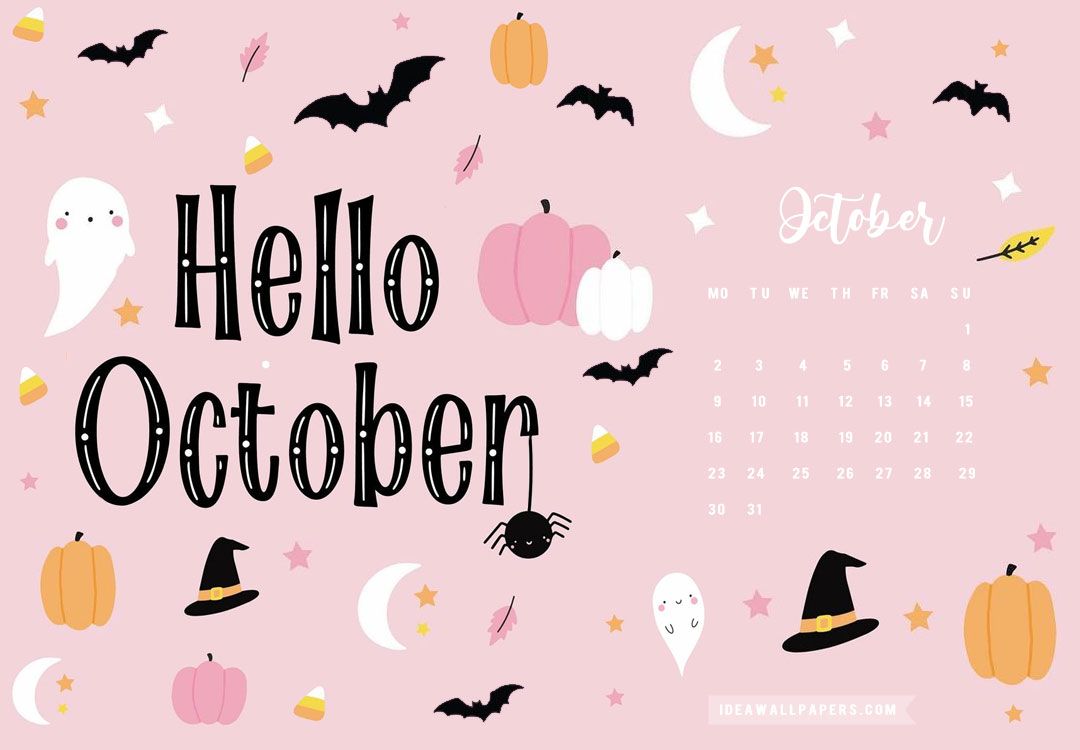 1080x750 October Calendar 2023 : Spooky October Wallpaper