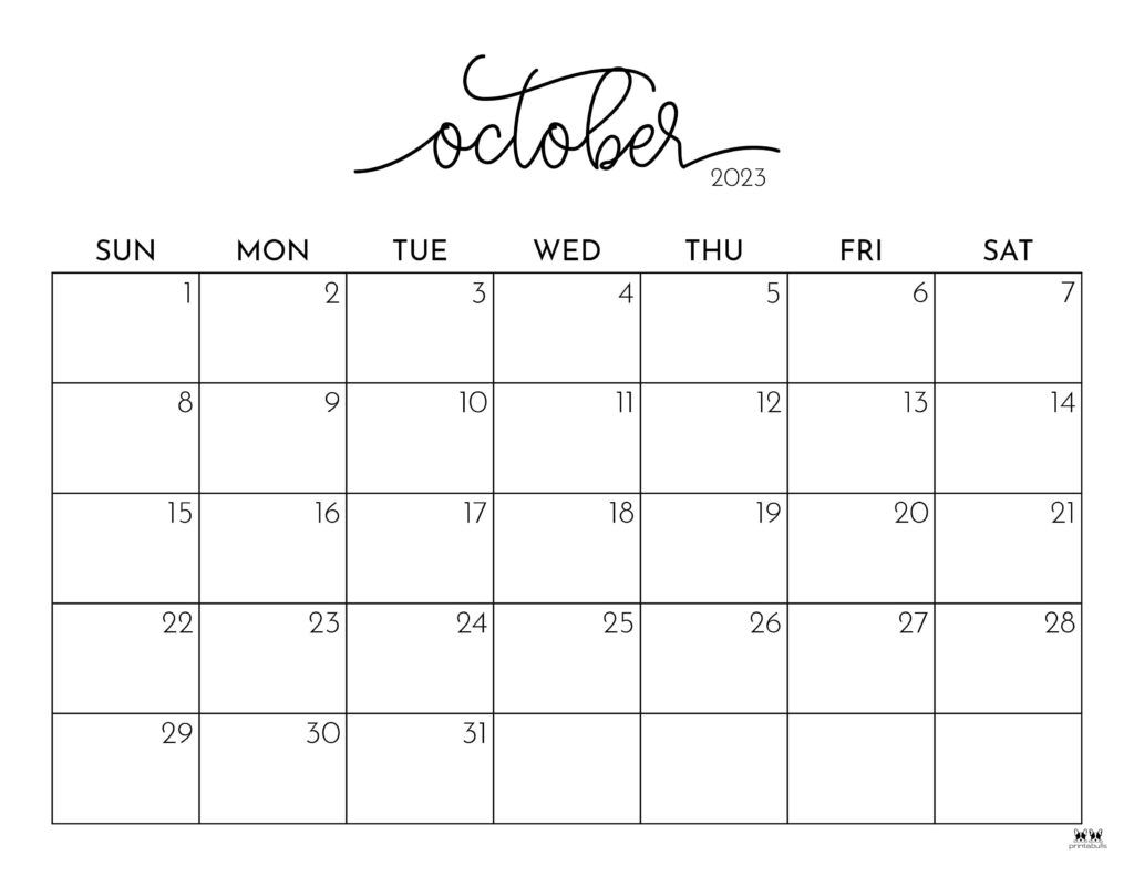 1024x791 October 2023 Calendars FREE Printables