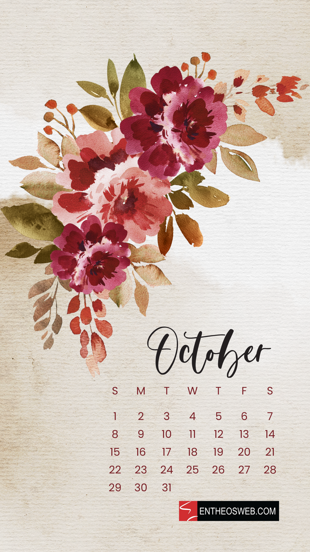 1080x1920 October 2023 Calendar Phone Wallpaper