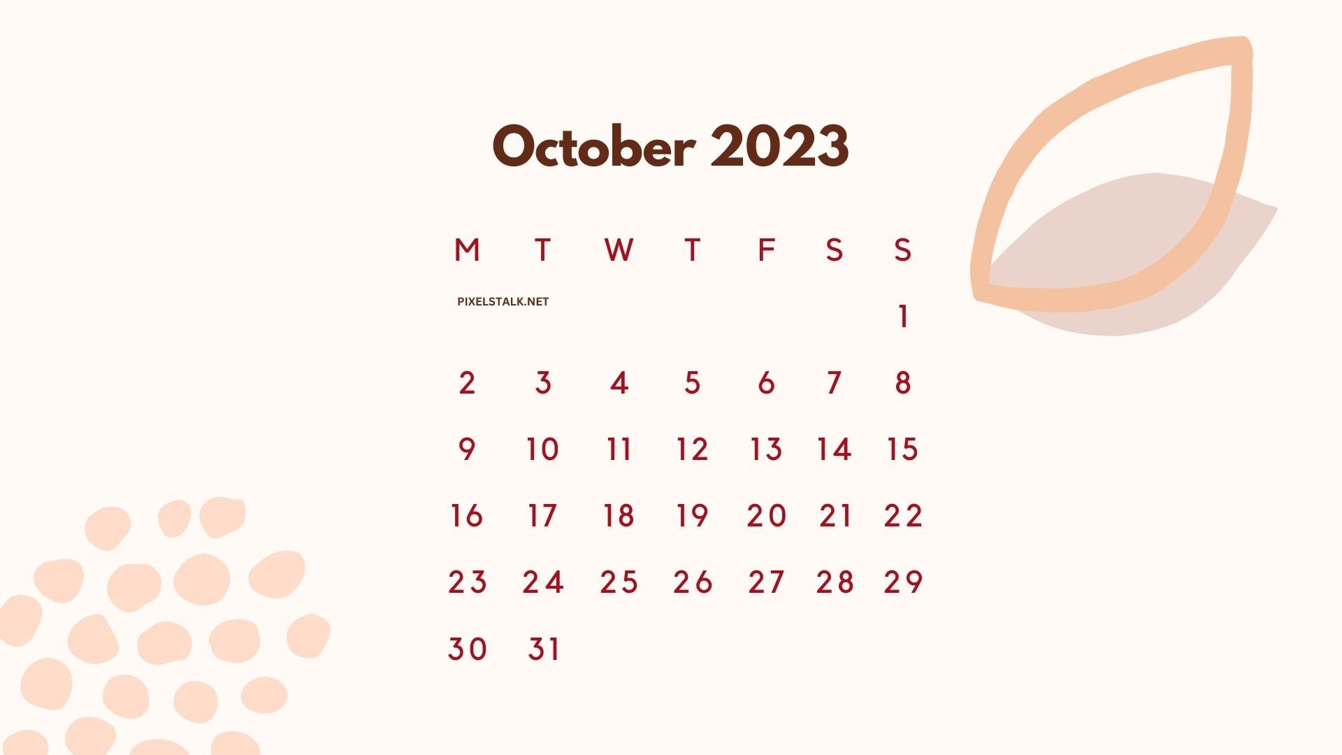 1920x1080 October 2023 Calendar Background for Desktop Free download
