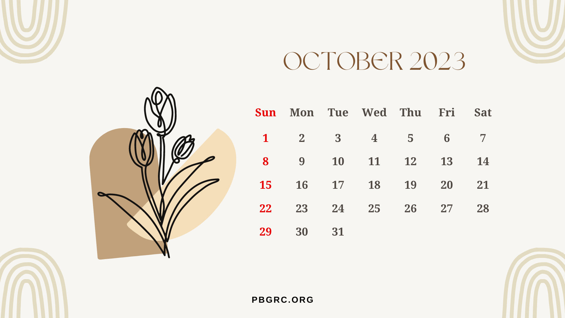 1920x1080 Printable October 2023 Calendar Templates with Holidays