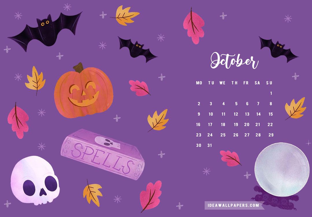 1080x750 October Calendar 2023 : Halloween Wallpaper for Desktop & Laptop Wallpaper