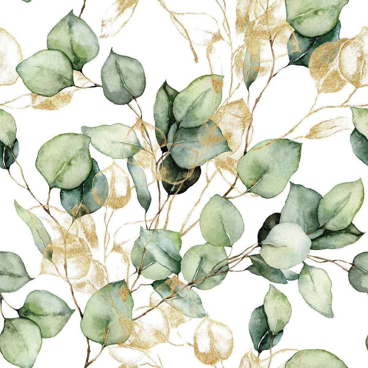 1200x1200 Red Barrel Studio® Green And Gold Leaves10.4' L x 25 W Wallpaper Panel