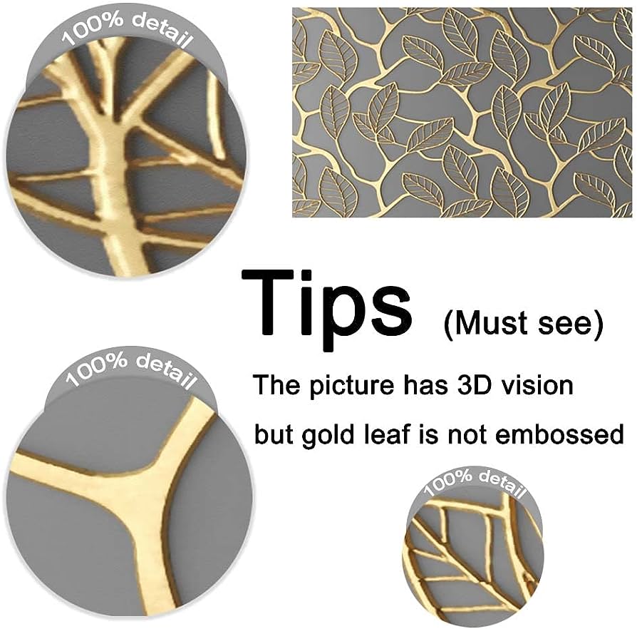 894x882 Cliouar 3D Wallpaper Golden Leaves Mural Wallpaper Bedroom Living Room Decor 103 X 69(Gold Leaves Are Not Embossed) : Tools & Home Improvement