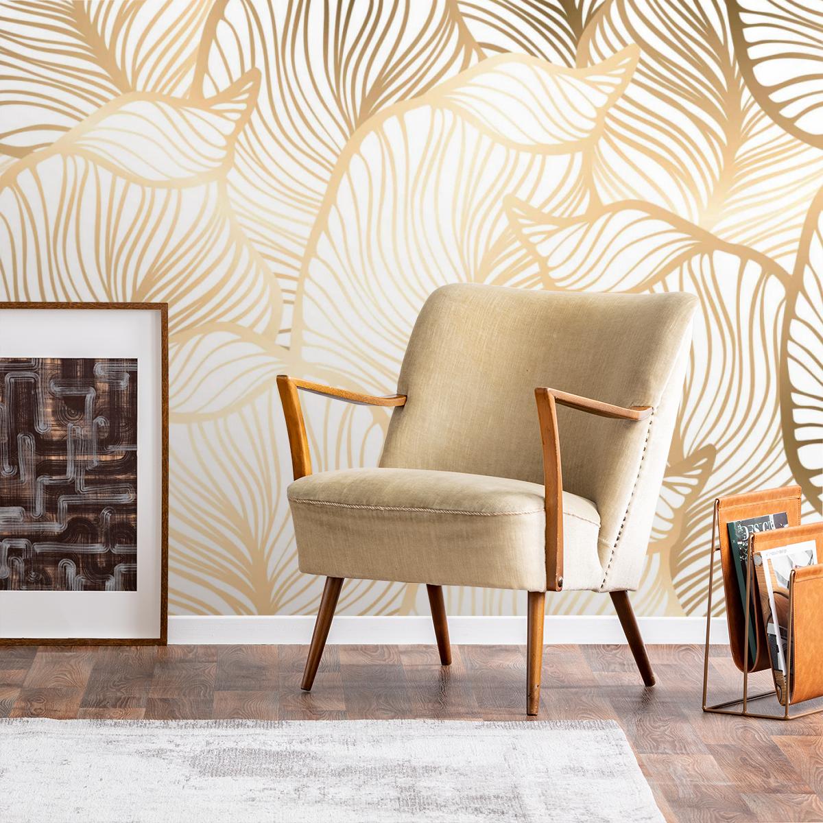 1200x1200 Golden Leaves Wallpaper wallpaper by Wallvy. Worldwide shipping!