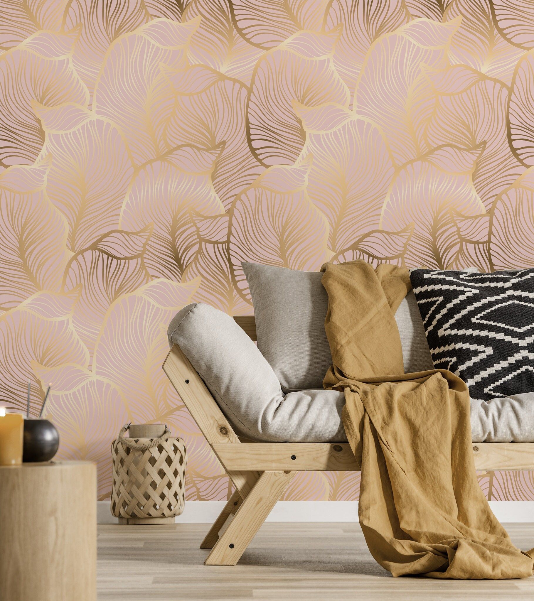 1819x2048 Removable Wallpaper Golden Leaves Wallpaper Vintage Room