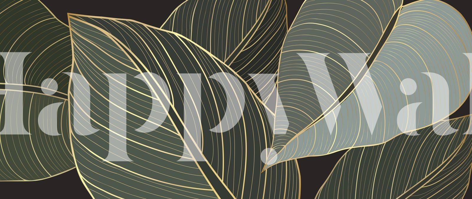 1600x674 Abstract Art Golden Leaves Wallpaper