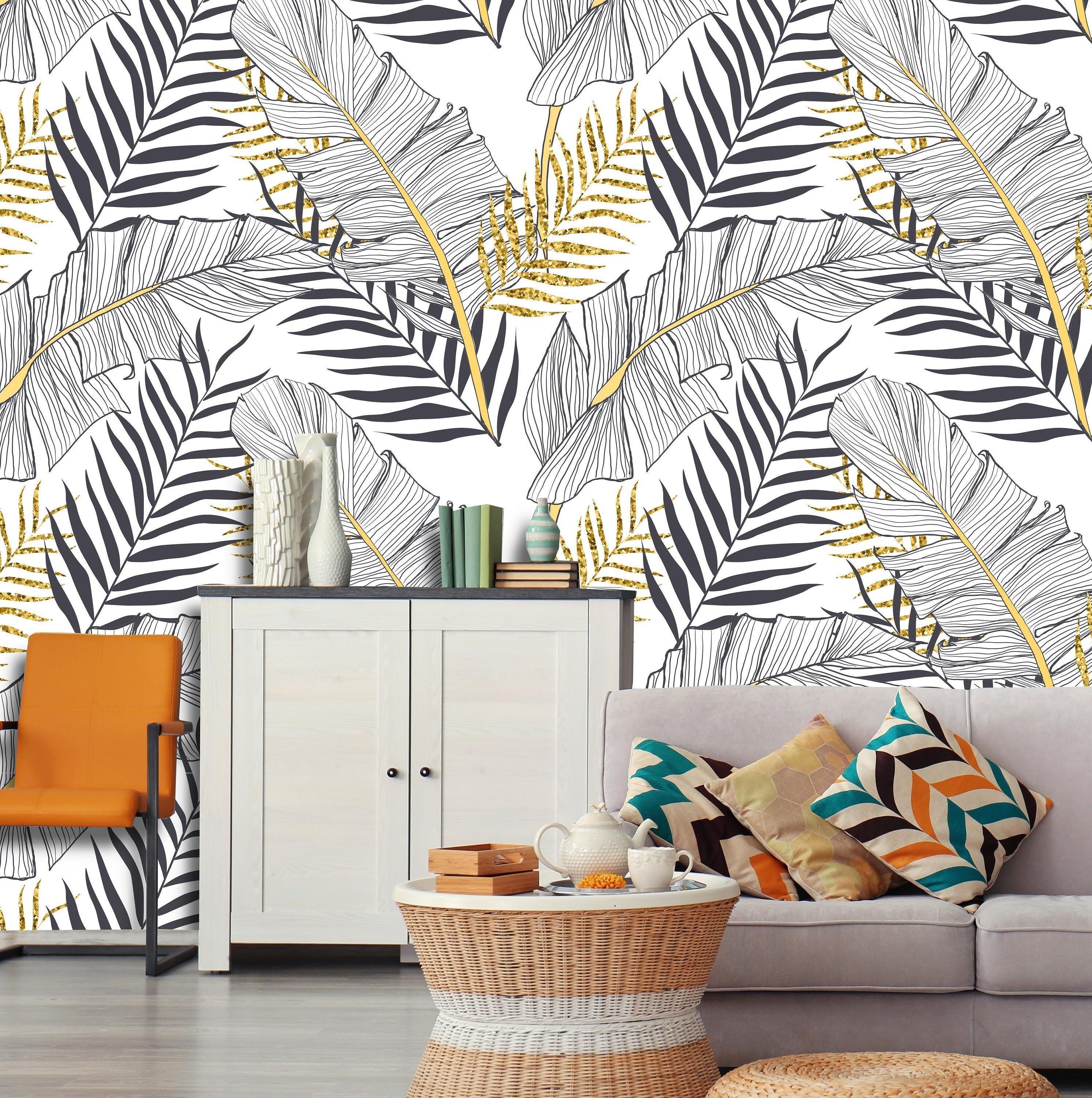 2984x3000 Tropical Banana Gold Leaves Wallpaper