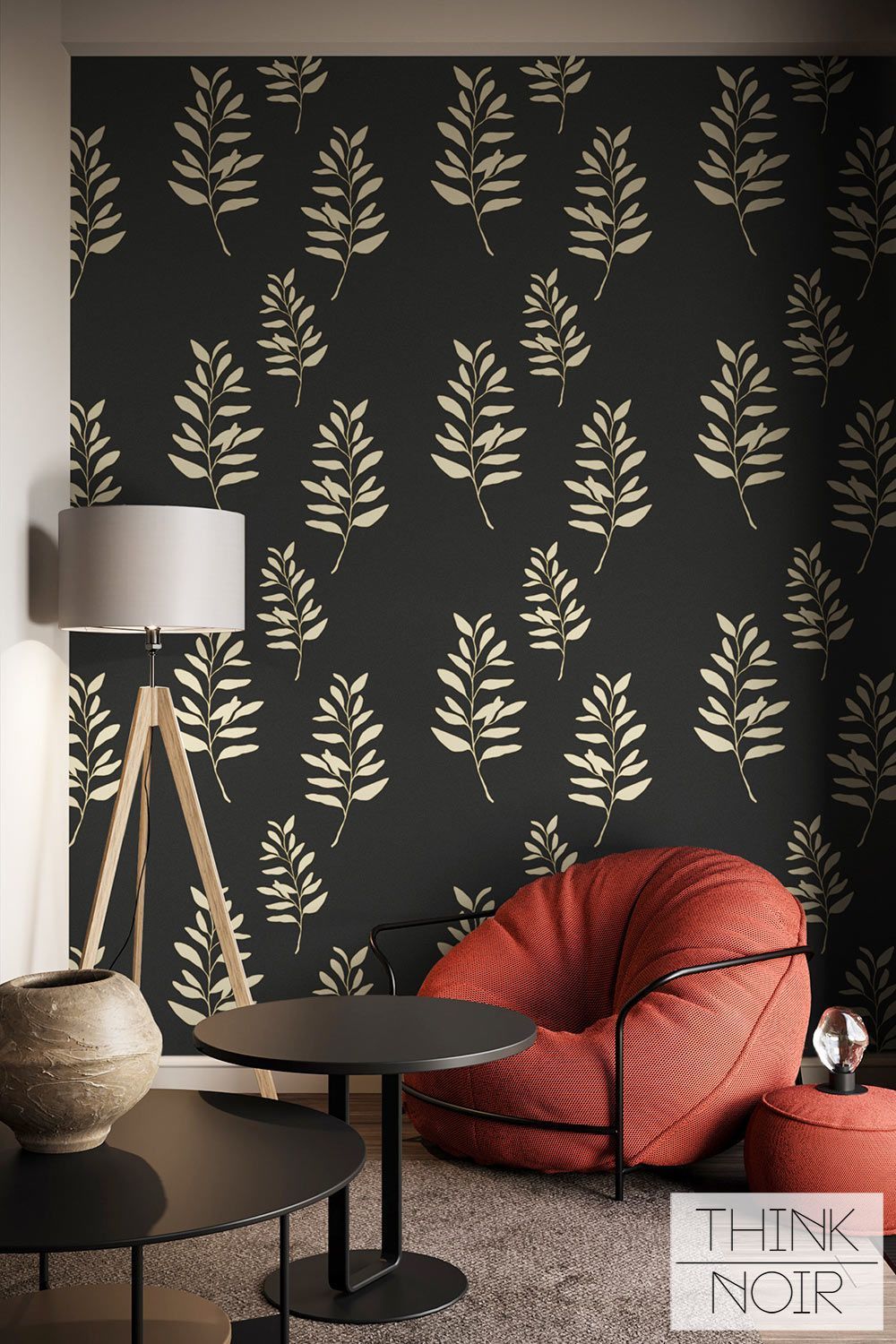 1000x1500 Dark Floral Gold Leaves Wallpaper for walls