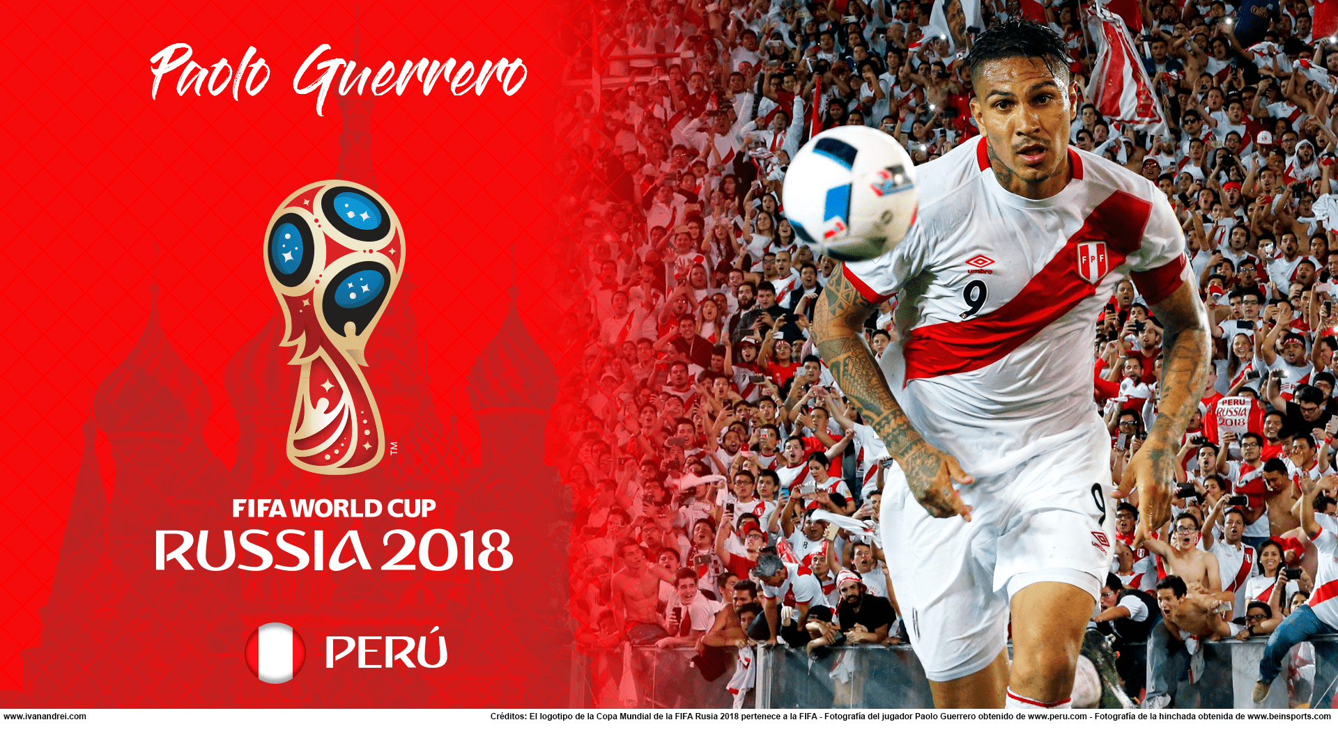 1920x1080 Wallpaper de Perú (Paolo Guerrero) en la Copa Mundial de Rusia 2018án Andréi