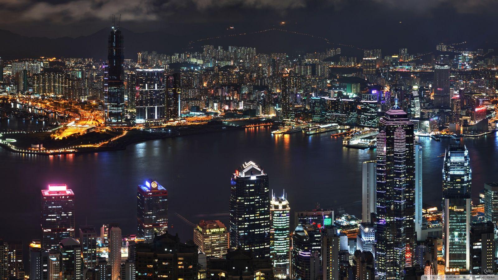 1600x900 Hong Kong skyline wallpaper 49355