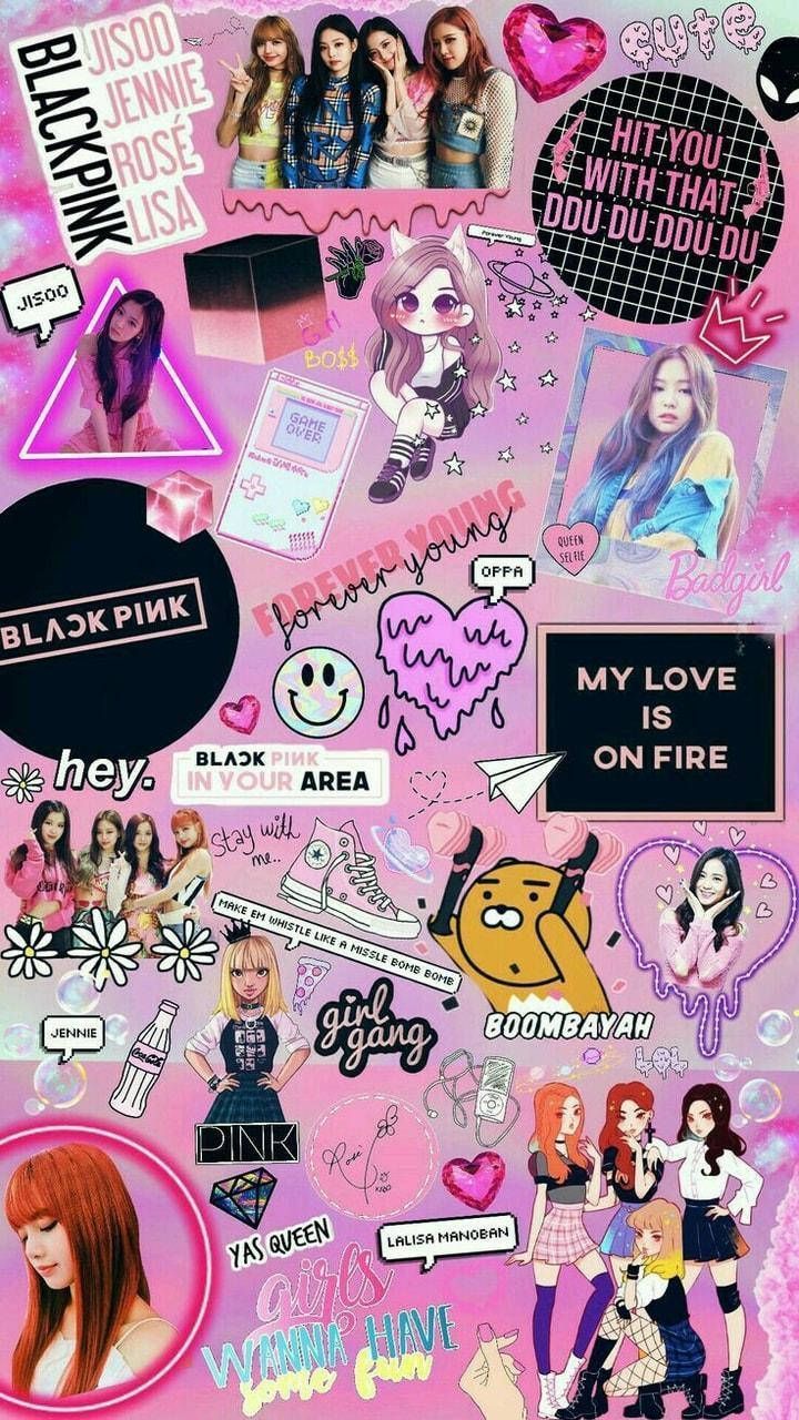 720x1280 Download Blackpink Anime And Icon Collage Wallpaper