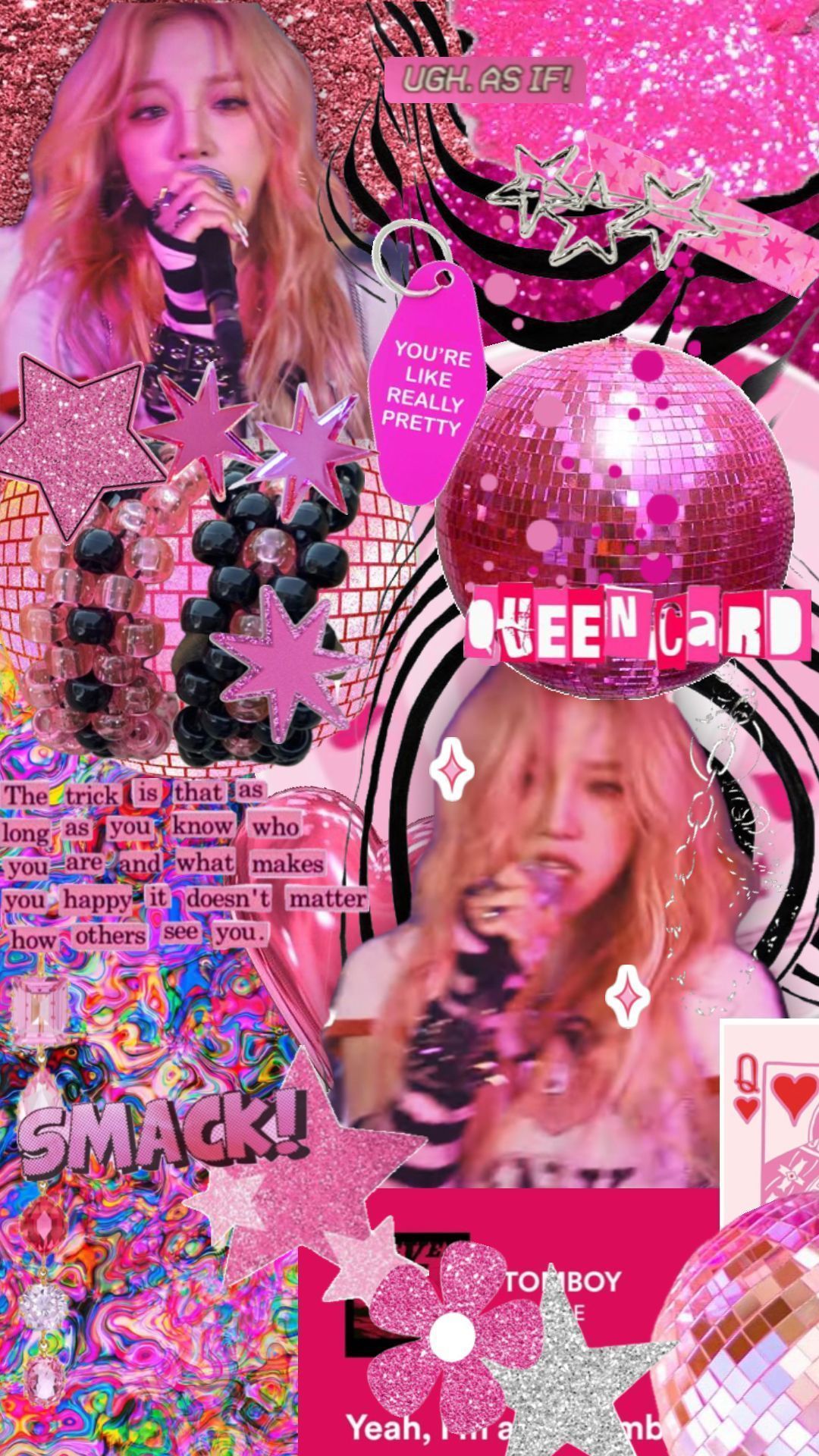 1080x1920 Check out MysticalBacon's Shuffles #gidle #yuqi #gidleyuqi #pink #rockstar #queencard #wallpaper #aesthetic #kpop #collages #kpopcollage