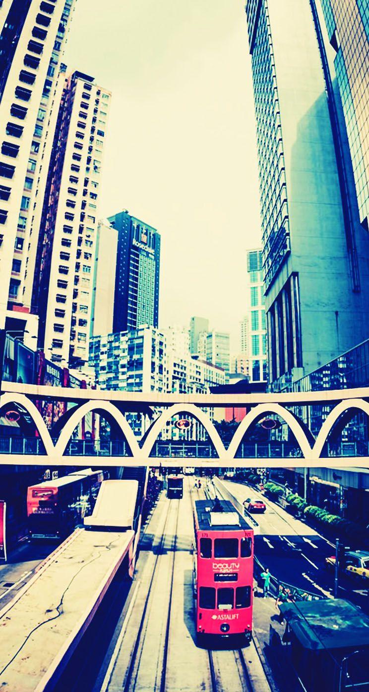 744x1392 Hong Kong street Fisheye Photo iPhone Wallpaper