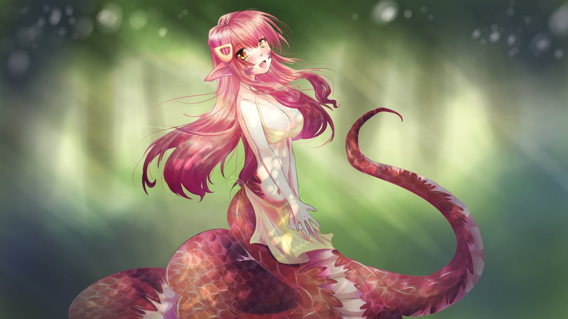 1920x1080 Wallpaper / Sculpture, Miia (Monster Musume), Human Representation, Female Likeness, Art And Craft, Close Up, Plant, Day, Monster Musume, 1080P, Creativity, No People Free Download