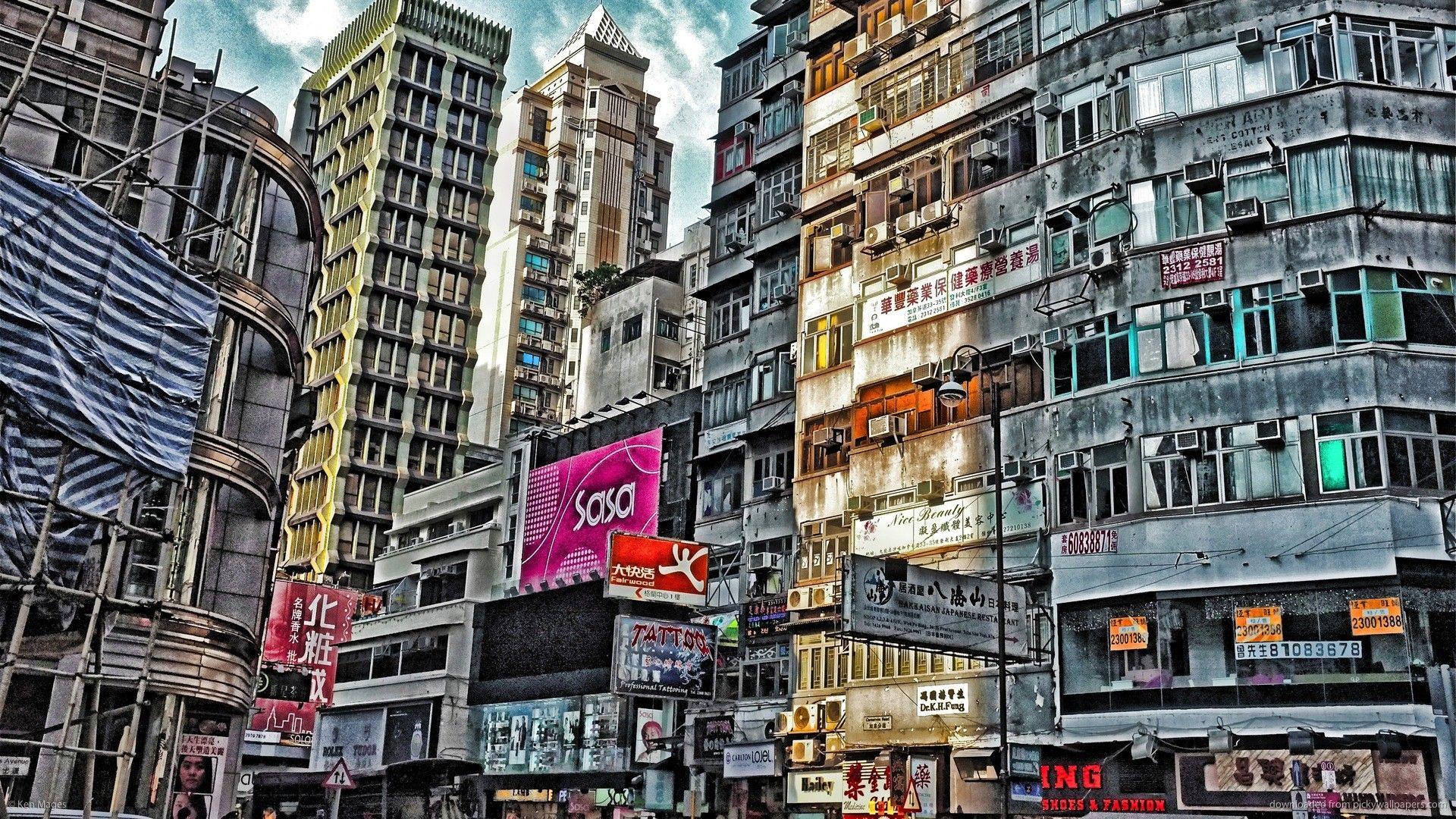 1920x1080 Kong Tag wallpaper: Hong Kong City Night Photography HDR