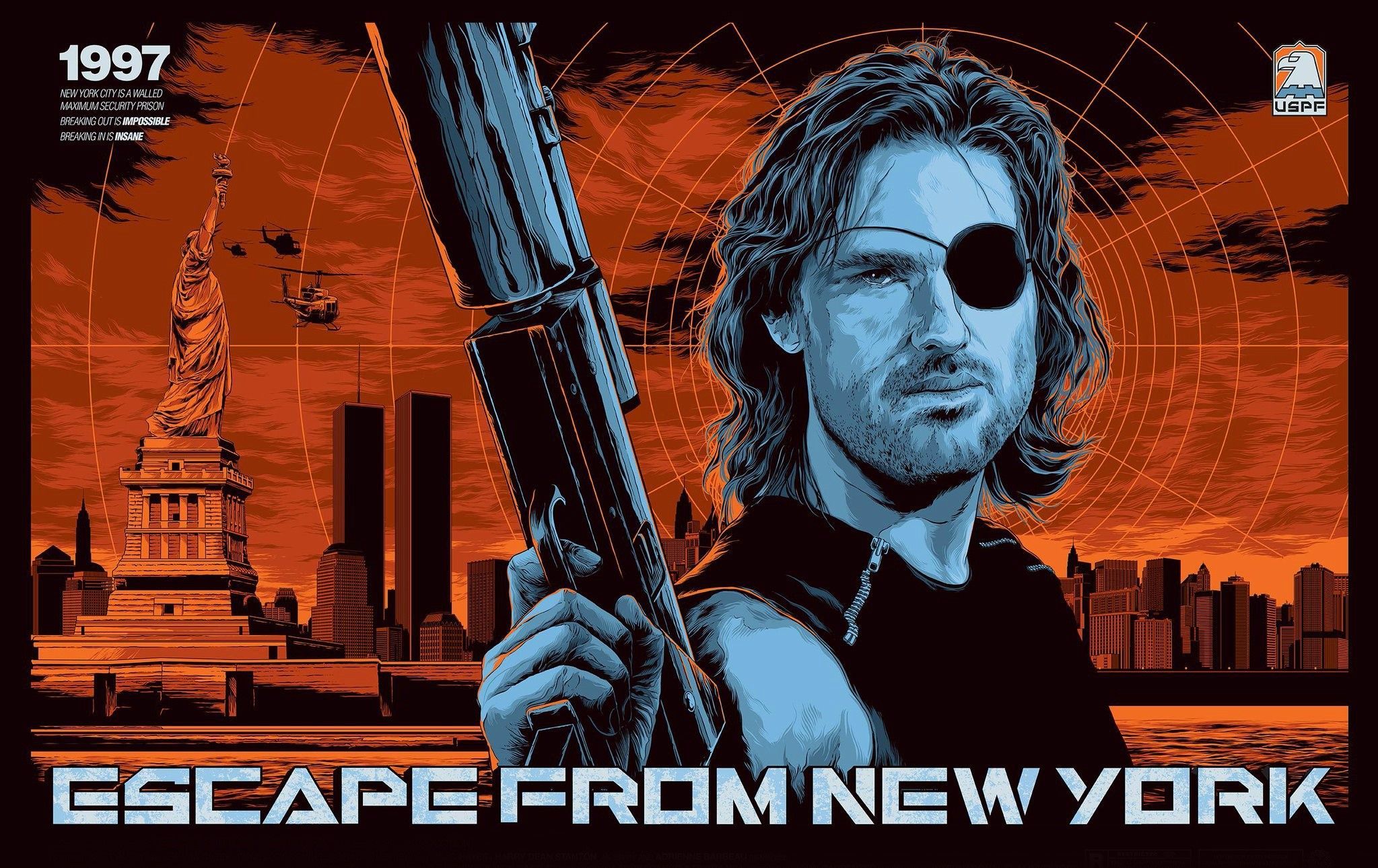 2047x1290 Kurt Russell, movies, artwork, New York City, Escape from New York, MAC- red Gallery HD Wallpaper