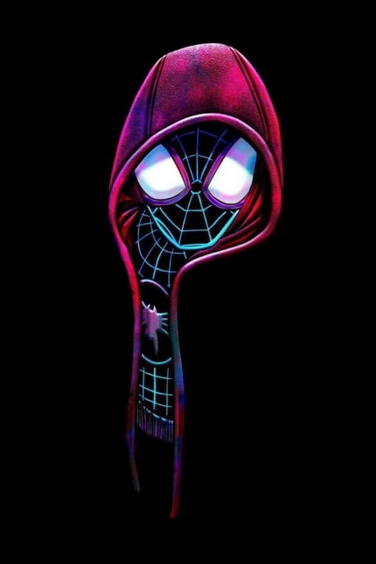735x1102 Download Miles Morales glows in the dark Wallpaper