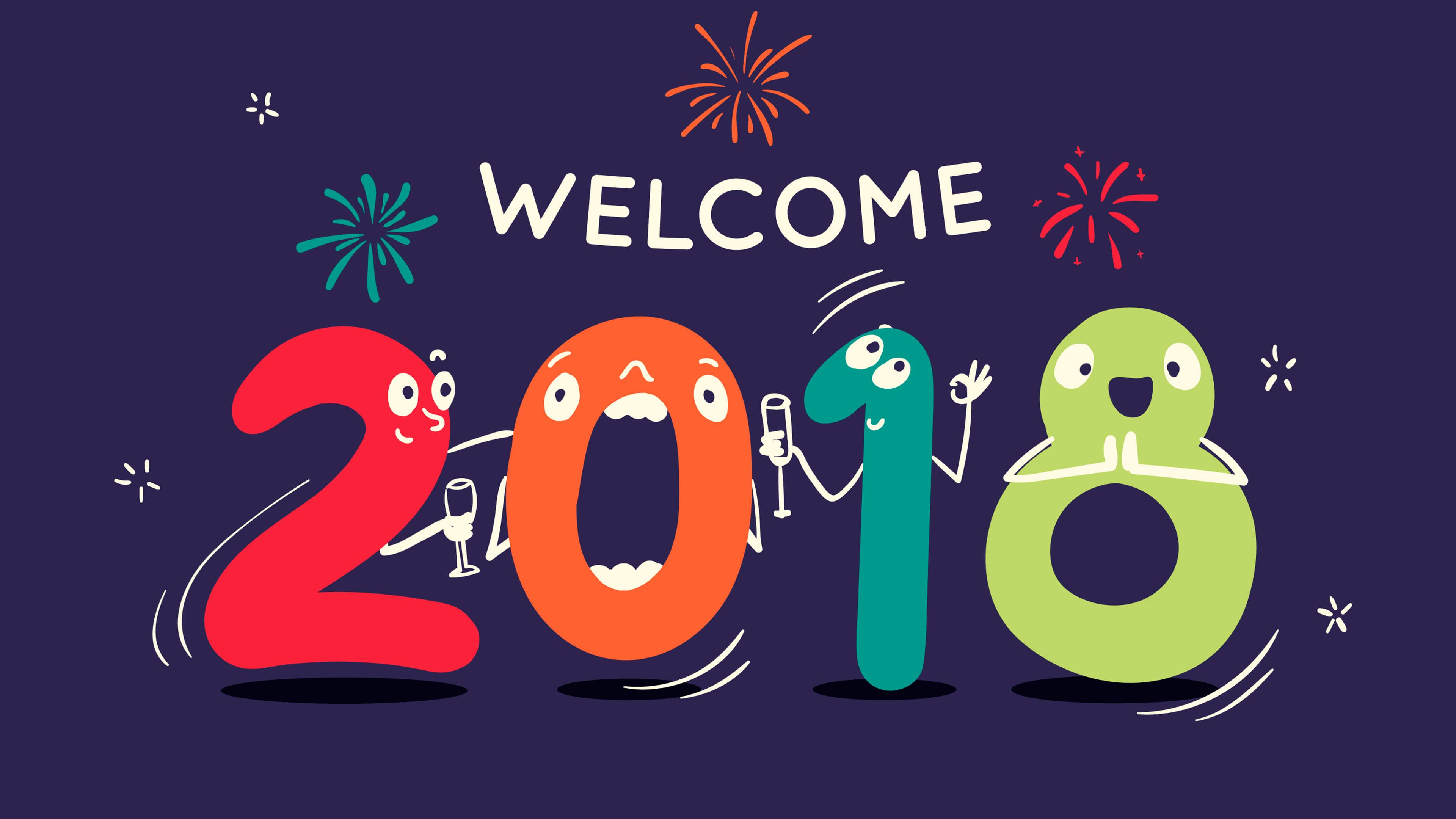 3840x2160 Happy New Year Welcome Funny Logo 4k Wallpaper