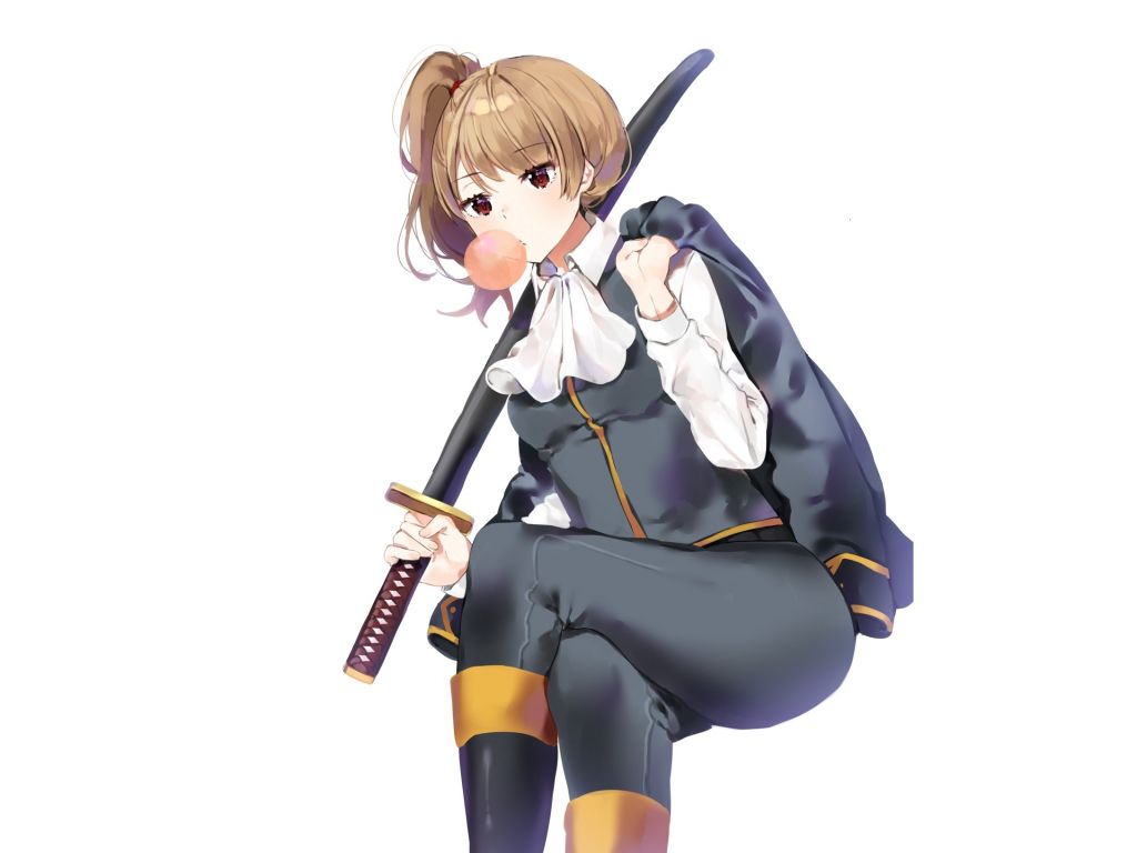 1024x768 Wallpaper warrior, okita sougo, anime desktop wallpaper, HD image, picture, background, ff6331
