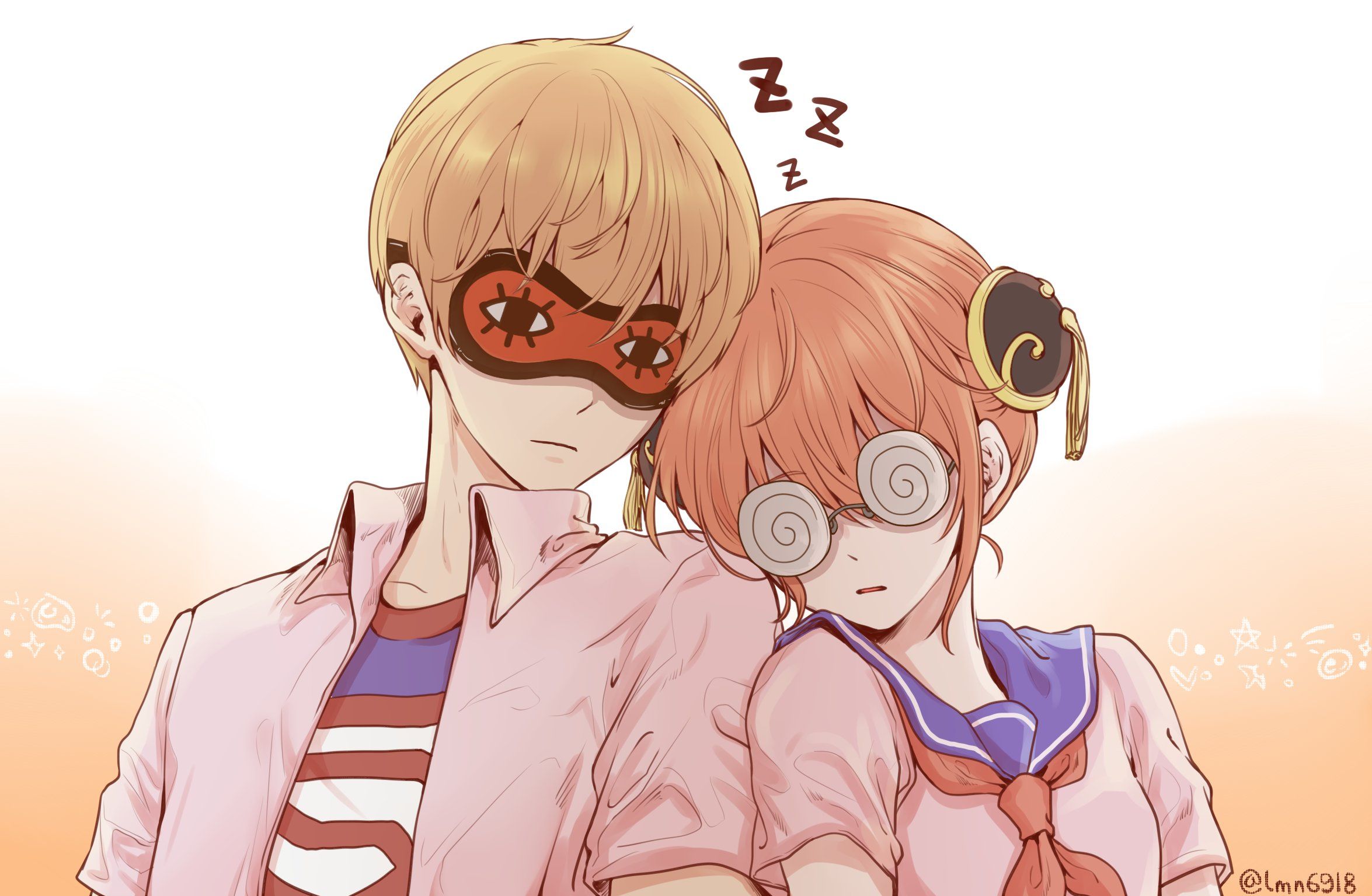 2350x1535 Kagura Gintama Mask Okita Sougo Sleeping Wallpaper:2350x1535