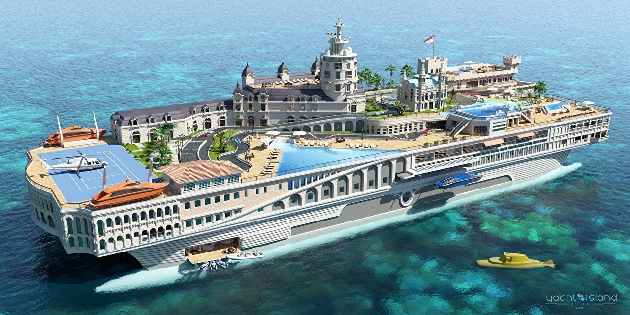 1280x640 Wallpaper Superyacht, Futuristic, Yacht City, Streets Of Monaco