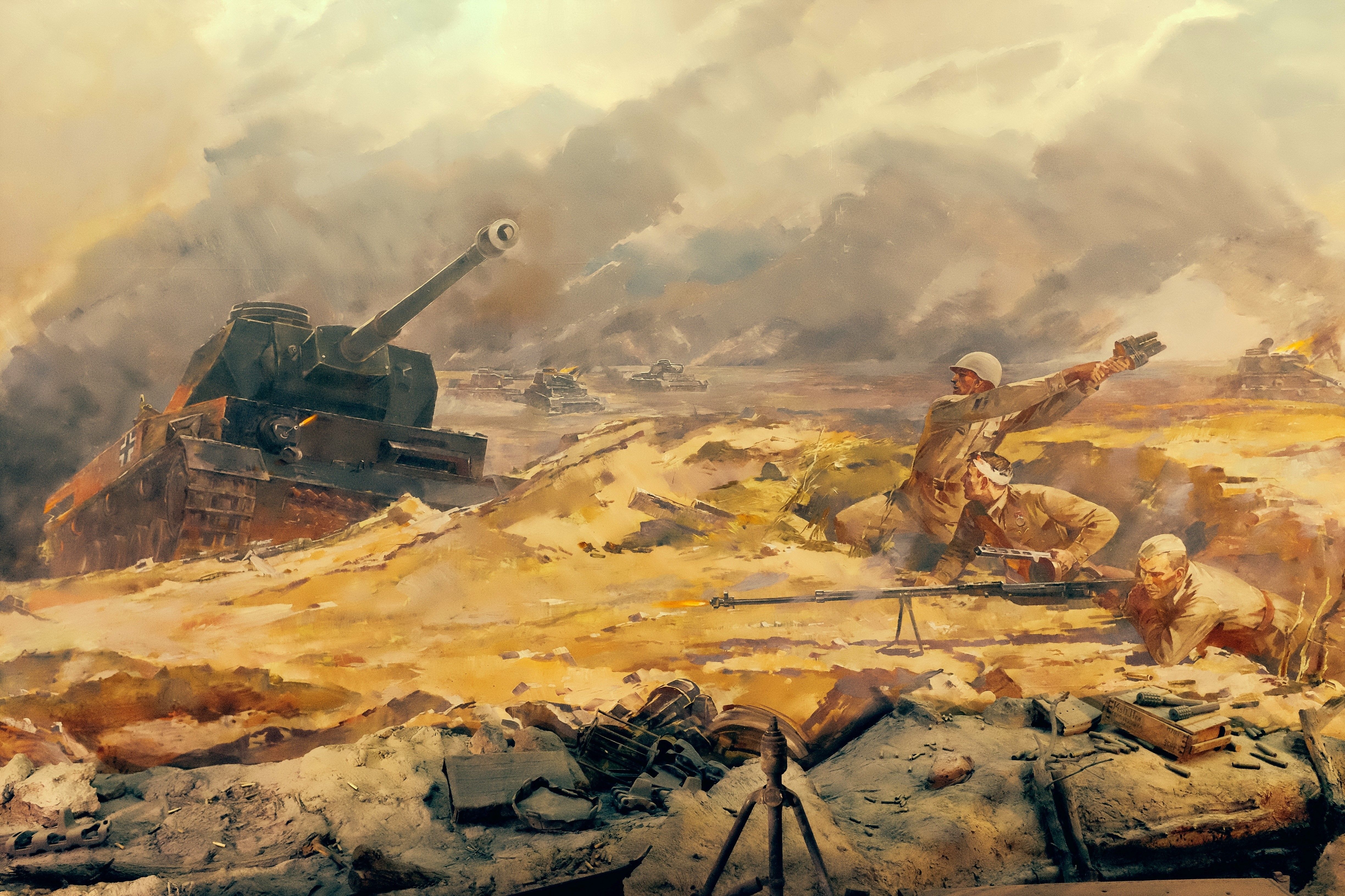 4896x3264 4K, Pictorial art, War, Tanks Gallery HD Wallpaper