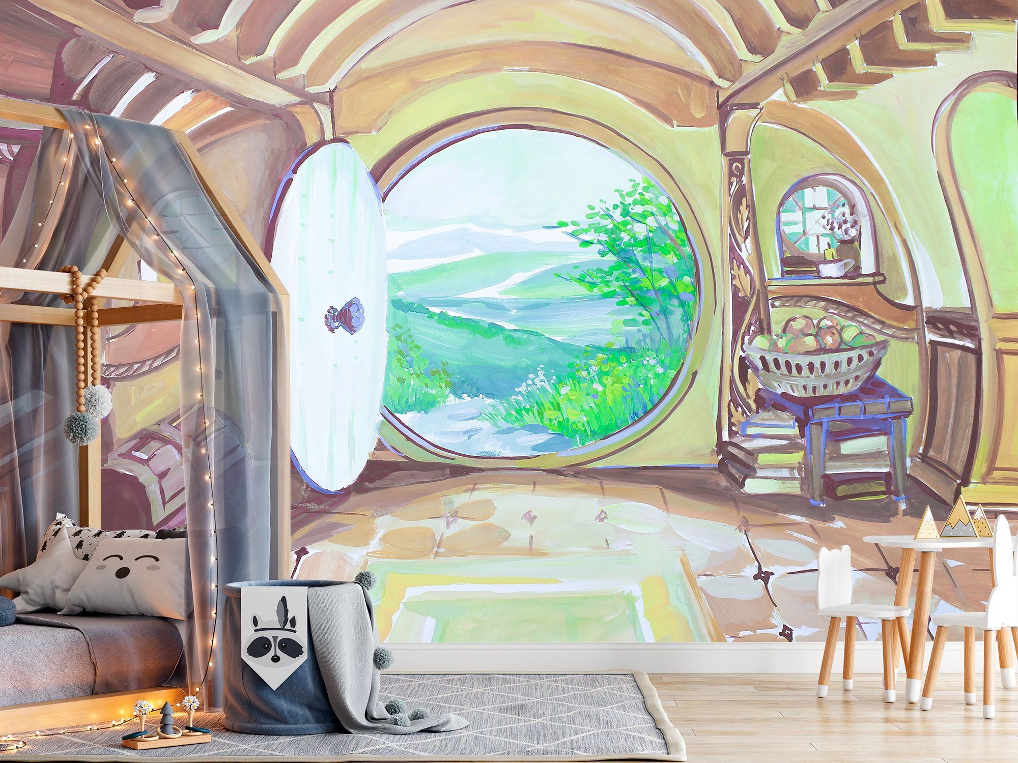 2000x1500 Bag End Painting Wallpaper Lord Watercolor Wall Mural