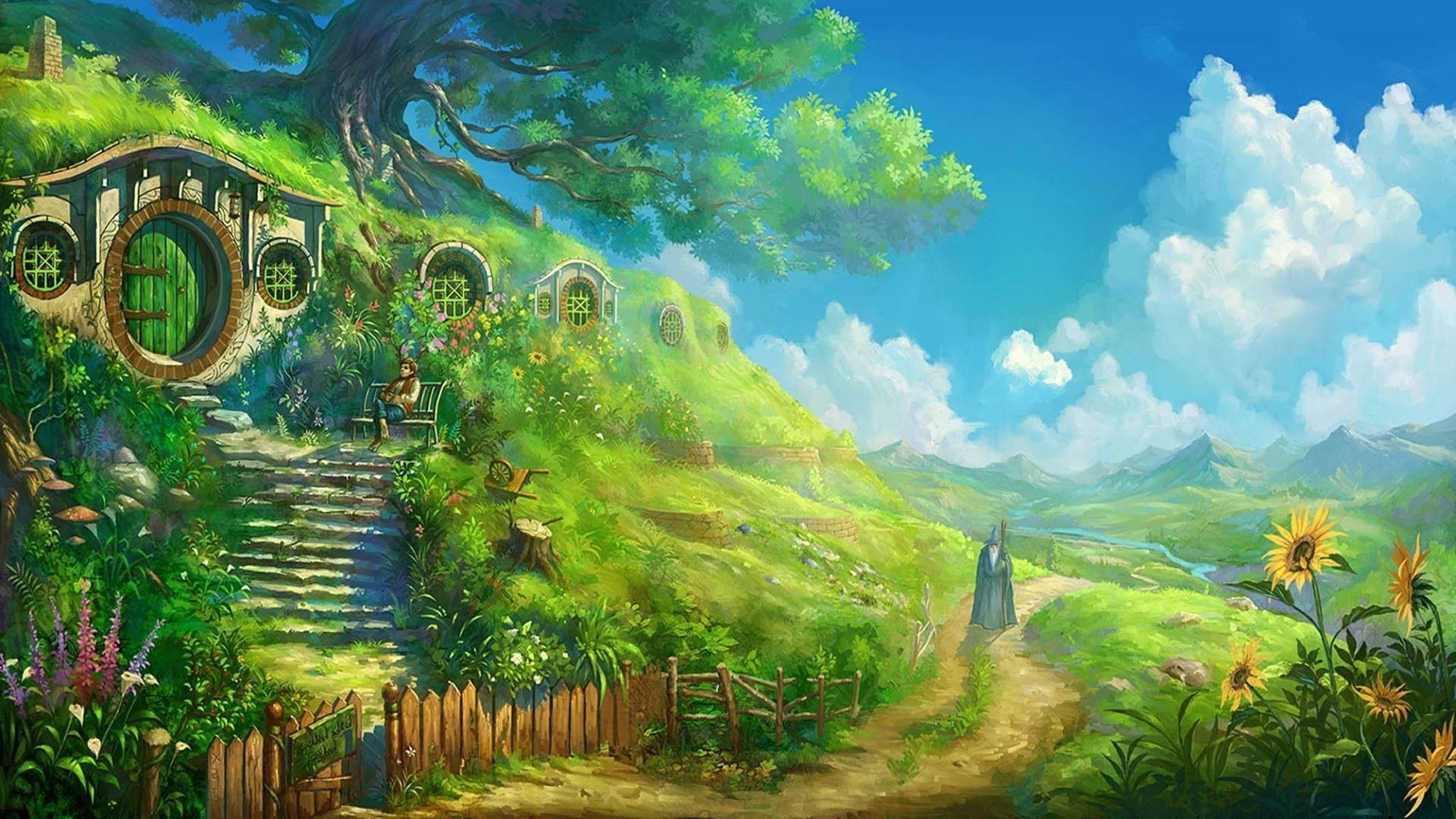 2048x1152 Wallpaper / landscape the lord of the rings sky the shire bilbo baggins bag end, 1080P free download