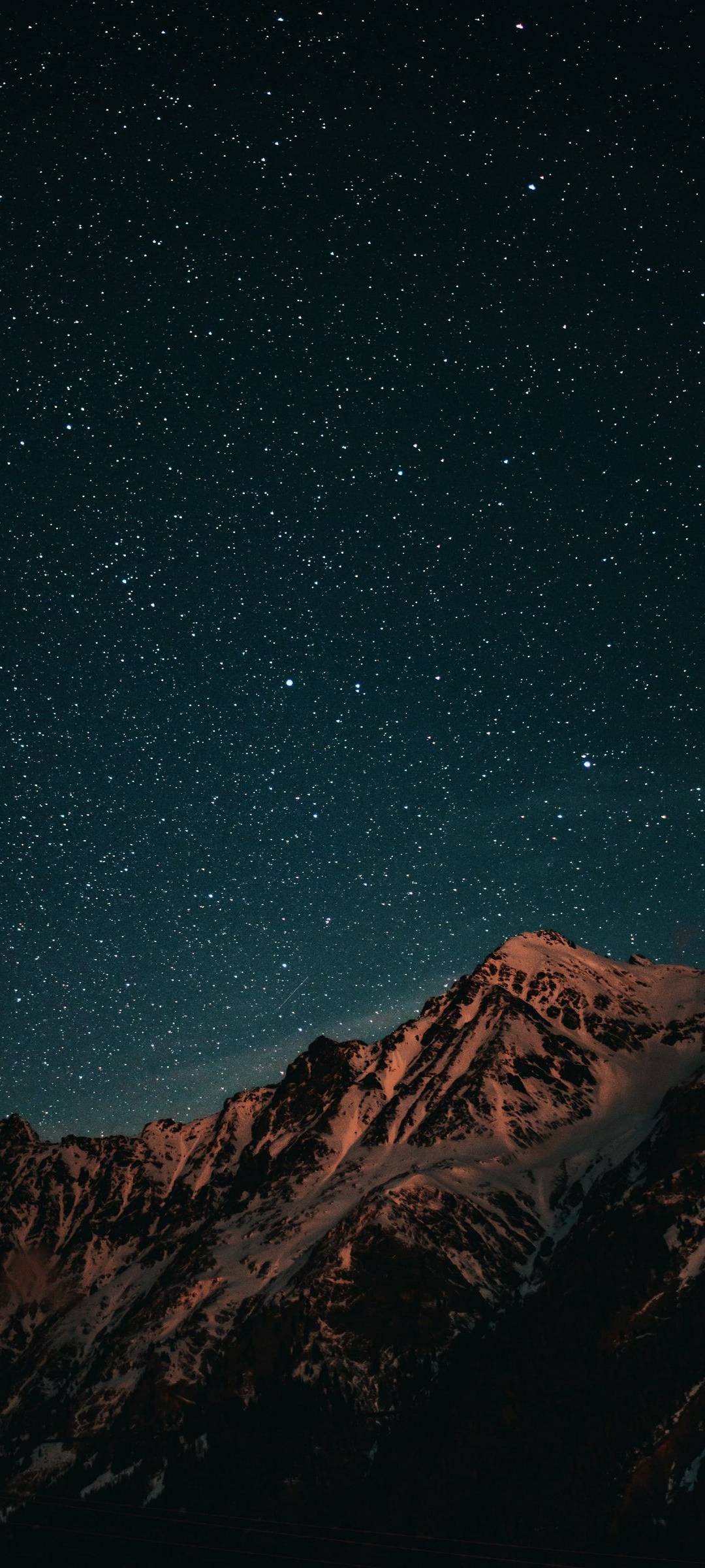 1080x2400 Night Winter Mountain