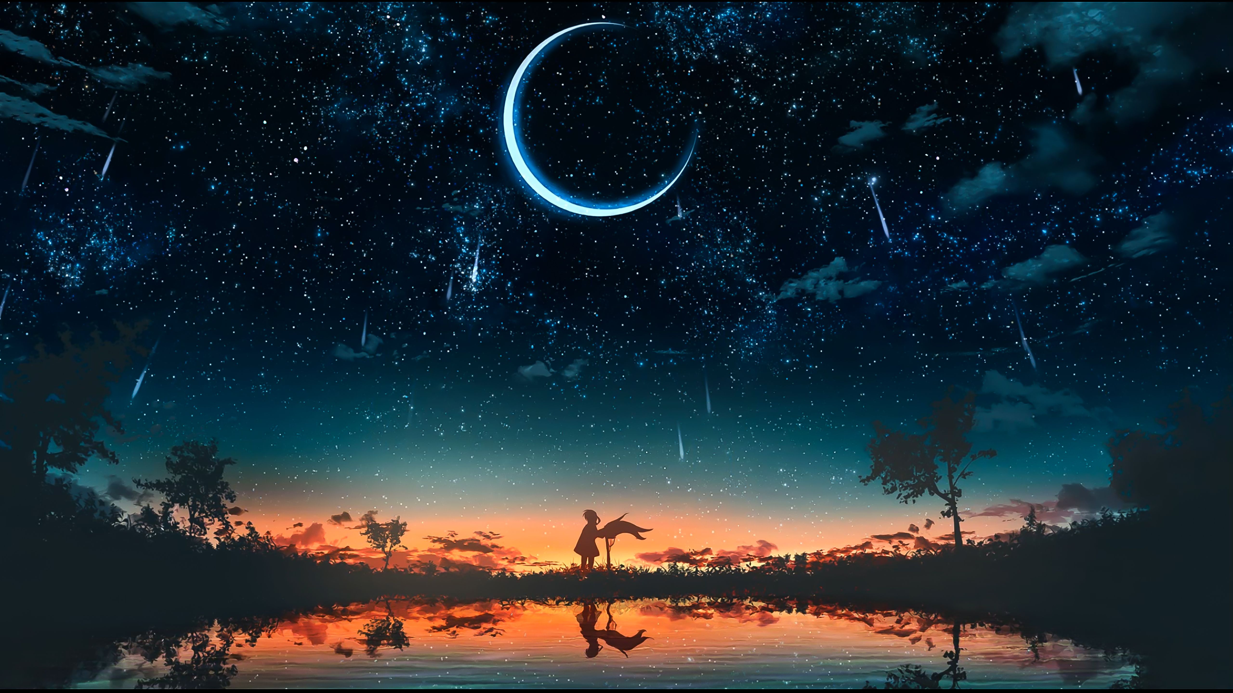 5120x2880 Chill Out Relaxing Moon Wallpaper:5120x2880