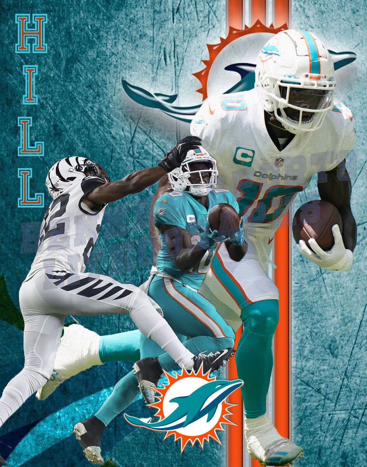 Tyreek Hill Miami Dolphins 3/5 ACEO Art Print Card By.Marci