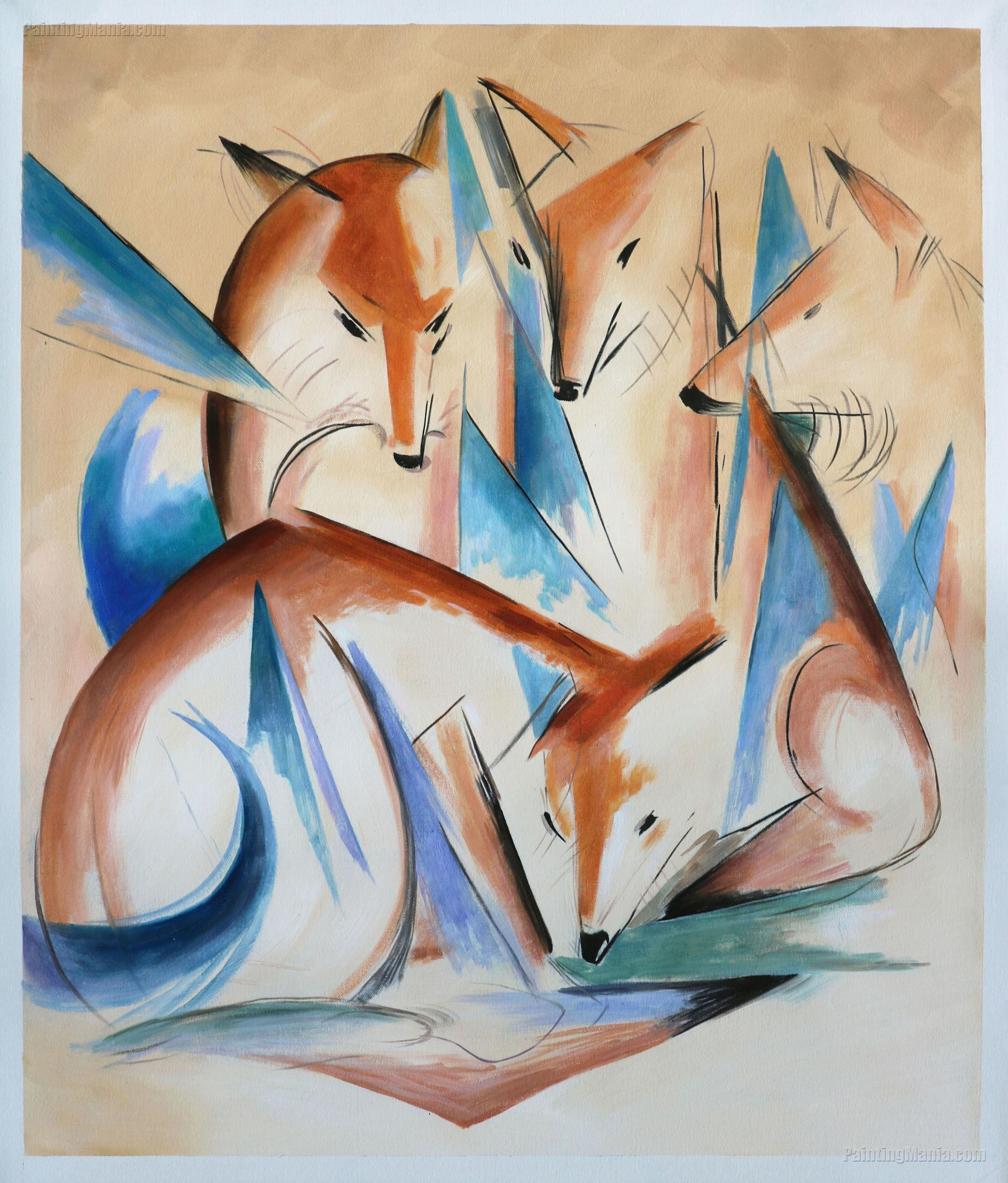 2557x3000 Four Foxes Franz Marc Hand Painted Oil Painting
