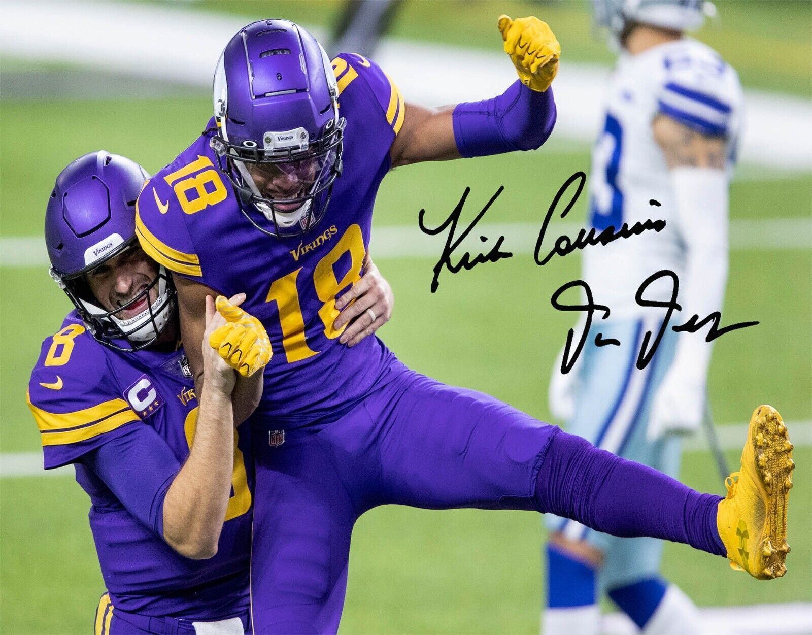 1600x1251 Justin Jefferson Kirk Cousins Signed photo reprint 8x10 11x14 Minnesota glossy
