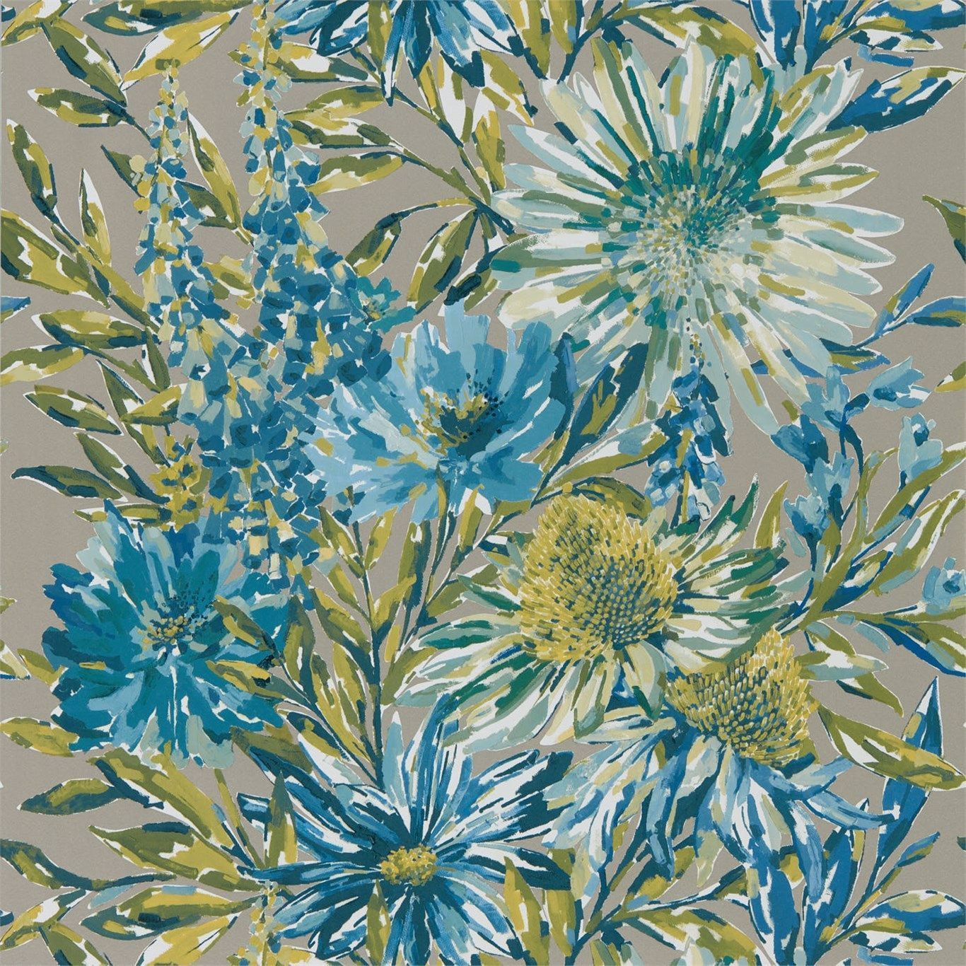 1366x1366 Floreale Cornflower Gilver Wallpaper. Harlequin By Sanderson Design