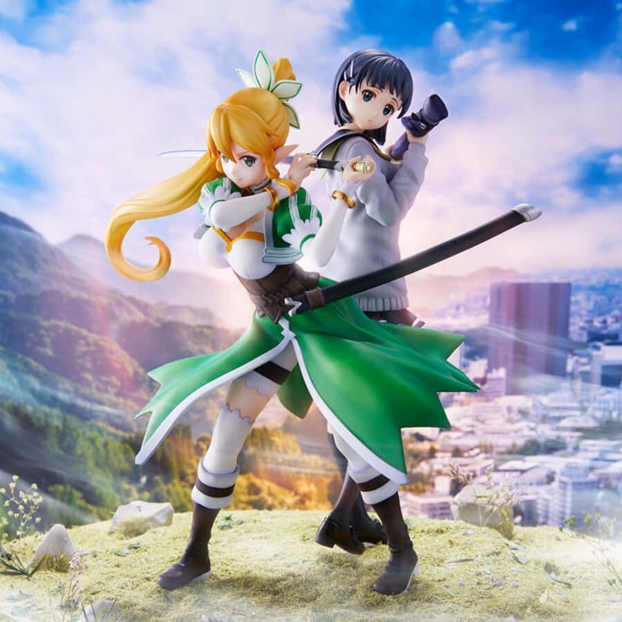900x900 Download Suguha Kirigaya striking a battle pose in her gaming avatar Wallpaper