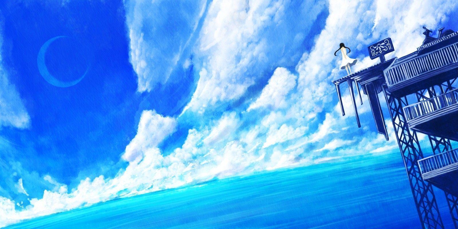 1600x800 Blue Anime Wallpaper