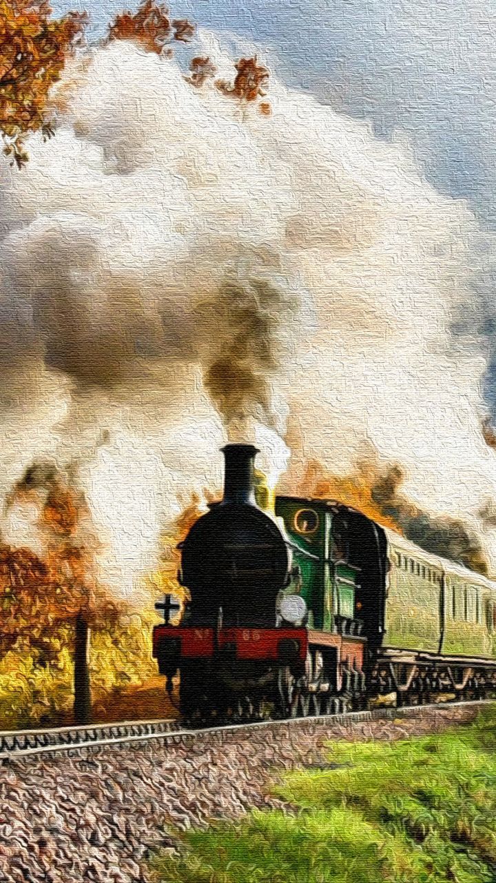 720x1280 Steam Locomotive on Canvas