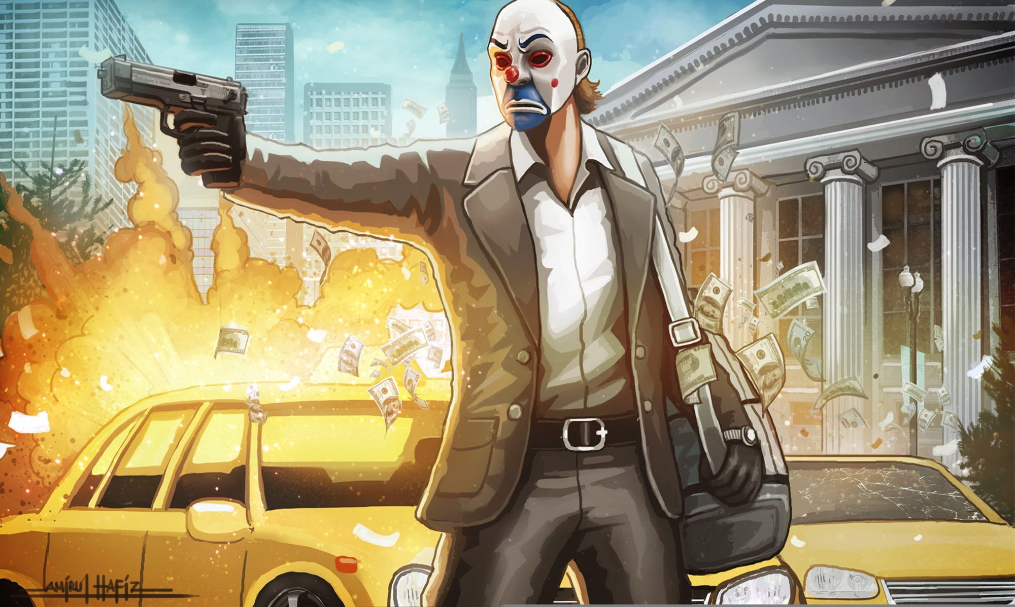 2000x1197 Wallpaper / 1080P, the Bank, the robber, The Dark Knight, Joker free download