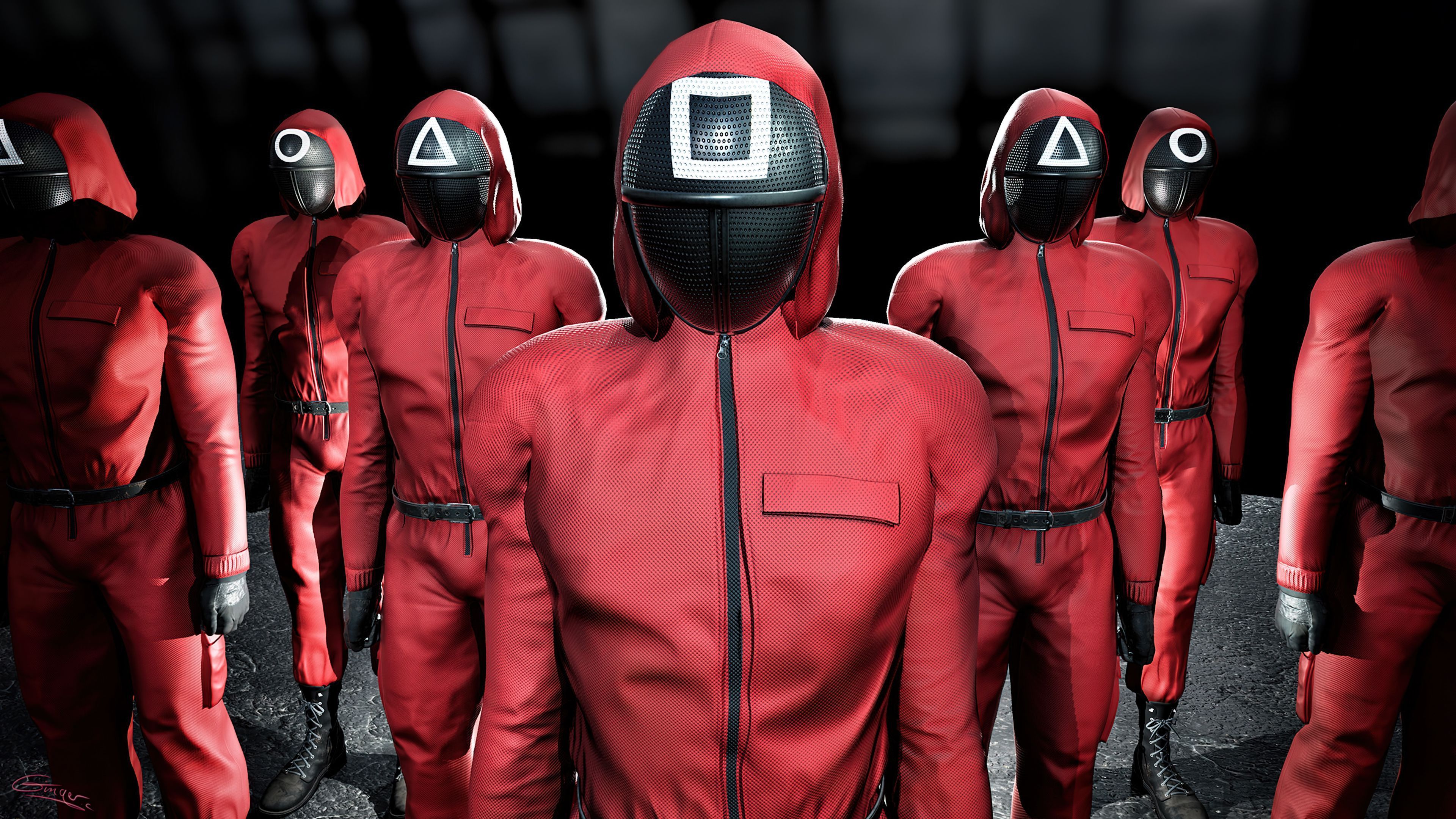 3840x2160 Squid Game Wallpaper 4K, Guard, Costume, TV series