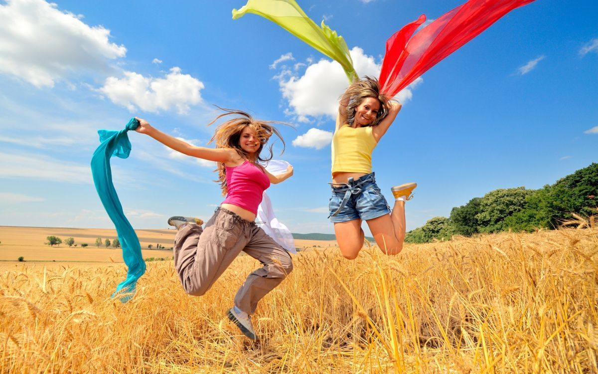 1200x750 Wallpaper Happiness, Fun, Jumping, Grass Family, Summer, Background Free Image