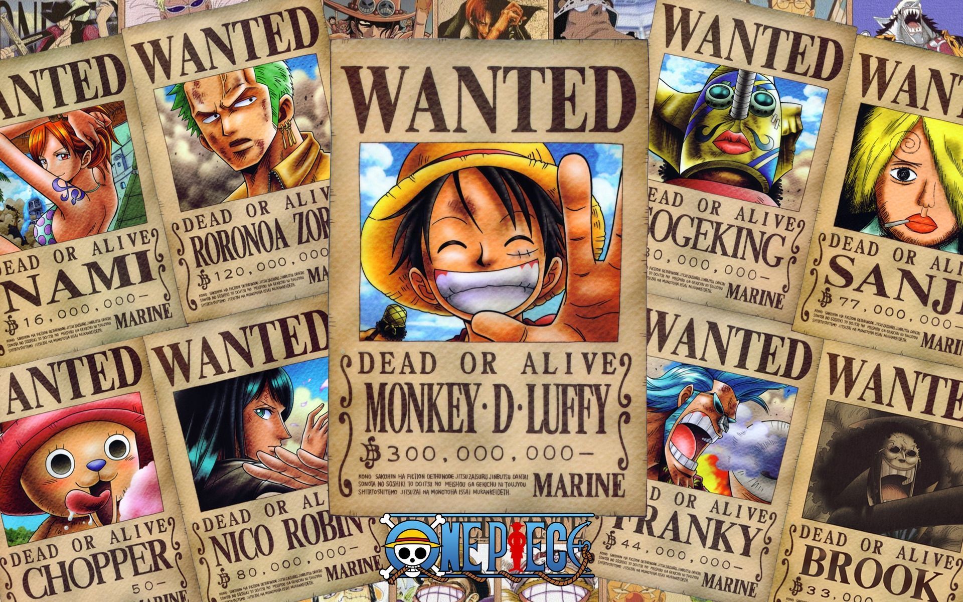 1920x1200 Wanted straw hat pirates