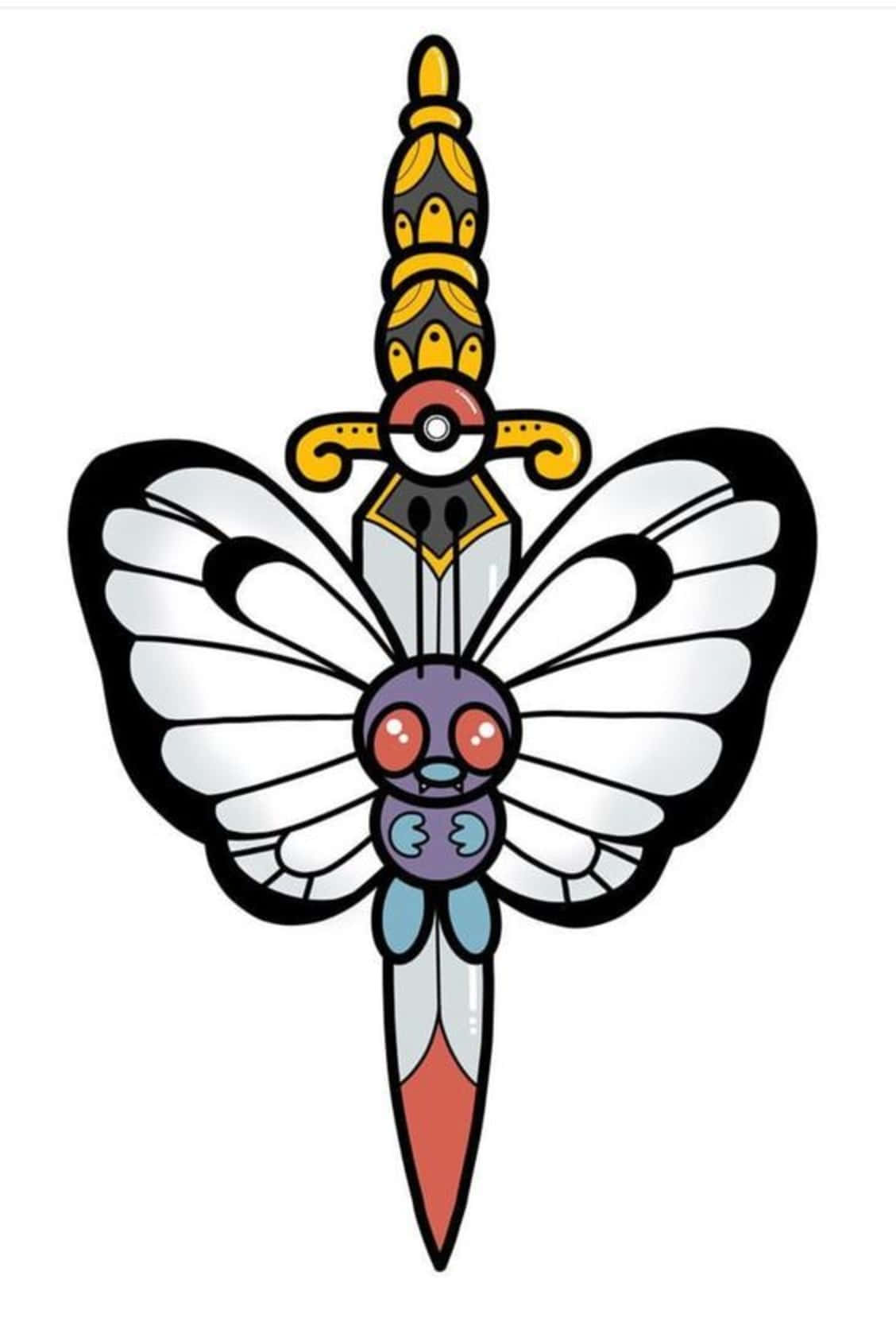 1128x1658 Download Butterfree Art Phone Wallpaper